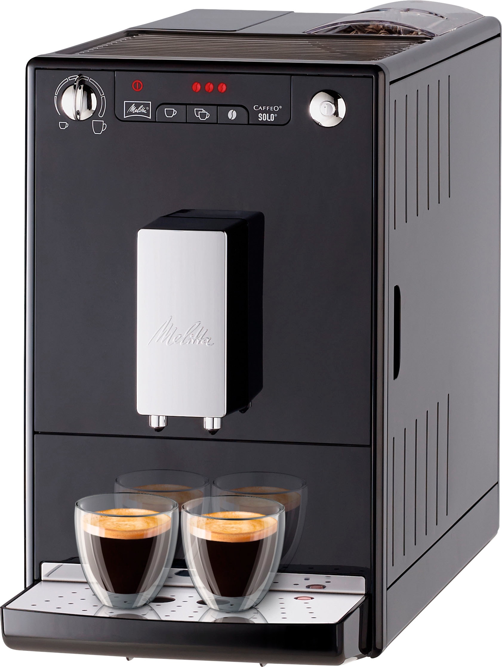 Melitta Kaffeevollautomat »Solo® E950-201, schwarz«, Perfekt für Café crème & Espresso, nur 20cm breit