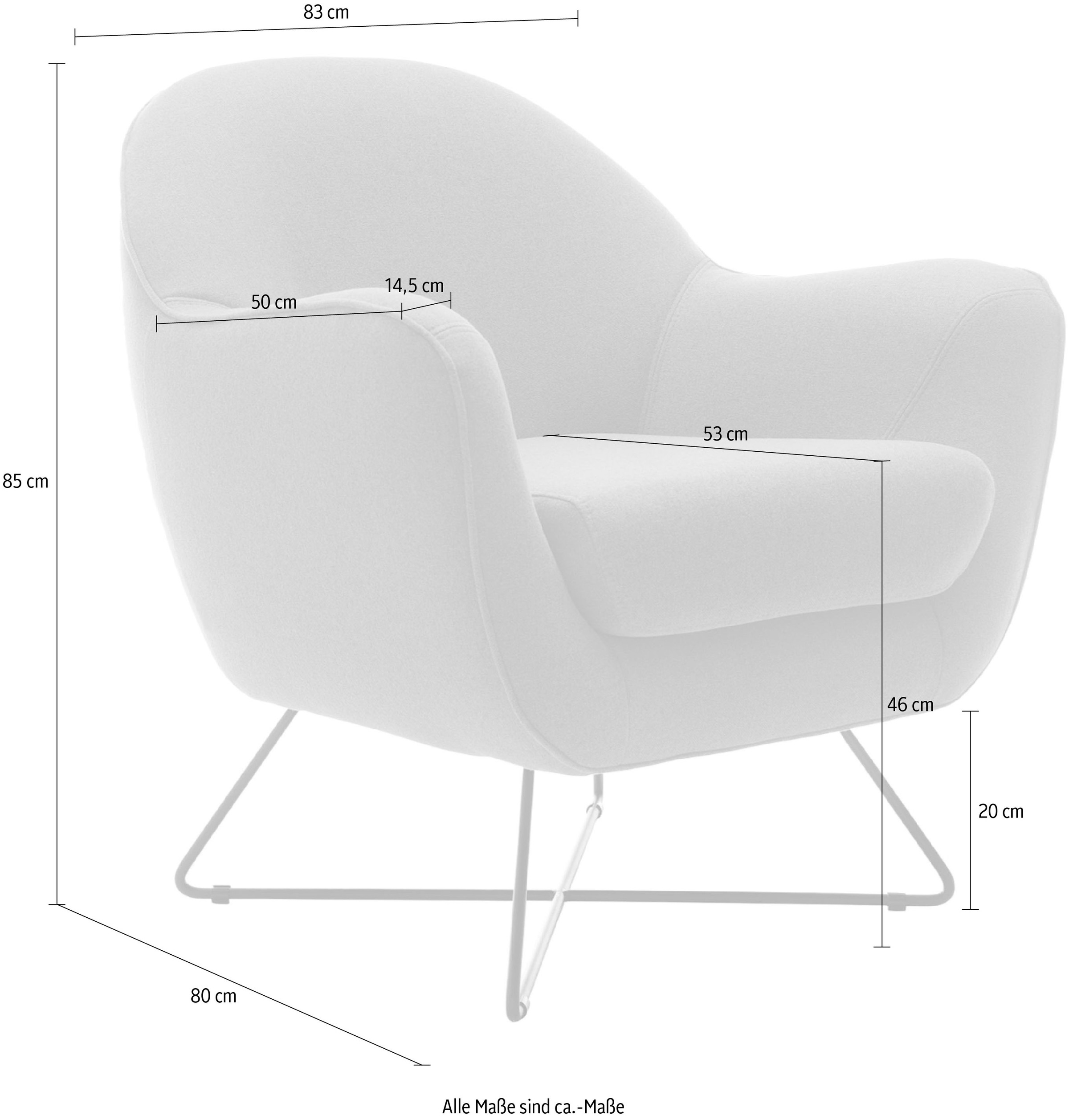 TRENDMANUFAKTUR Sessel »Evora, Loungesessel, Designsessel«, in zeitlosem Stil mit modernem Metallgestell
