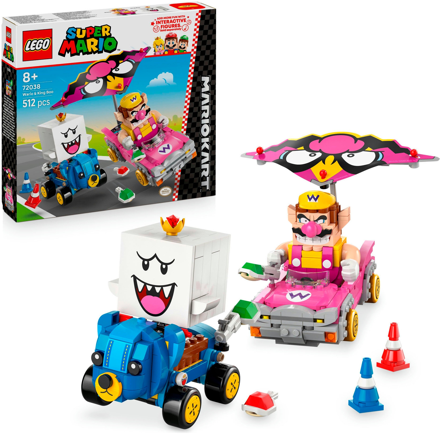 LEGO Kinder Konstruktionsspielsteine "Mario Kart – Wario & König Buu Huu (72038), LEGO Super Mario"bunt, Kunststoff, Spielbausteine, Made in Europe