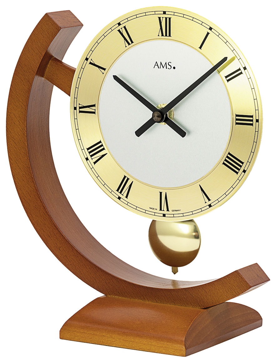 AMS Tischuhr, braun, Tischuhren, Quarzuhr, Wohnzimmer, Esszimmer, Made in Germany