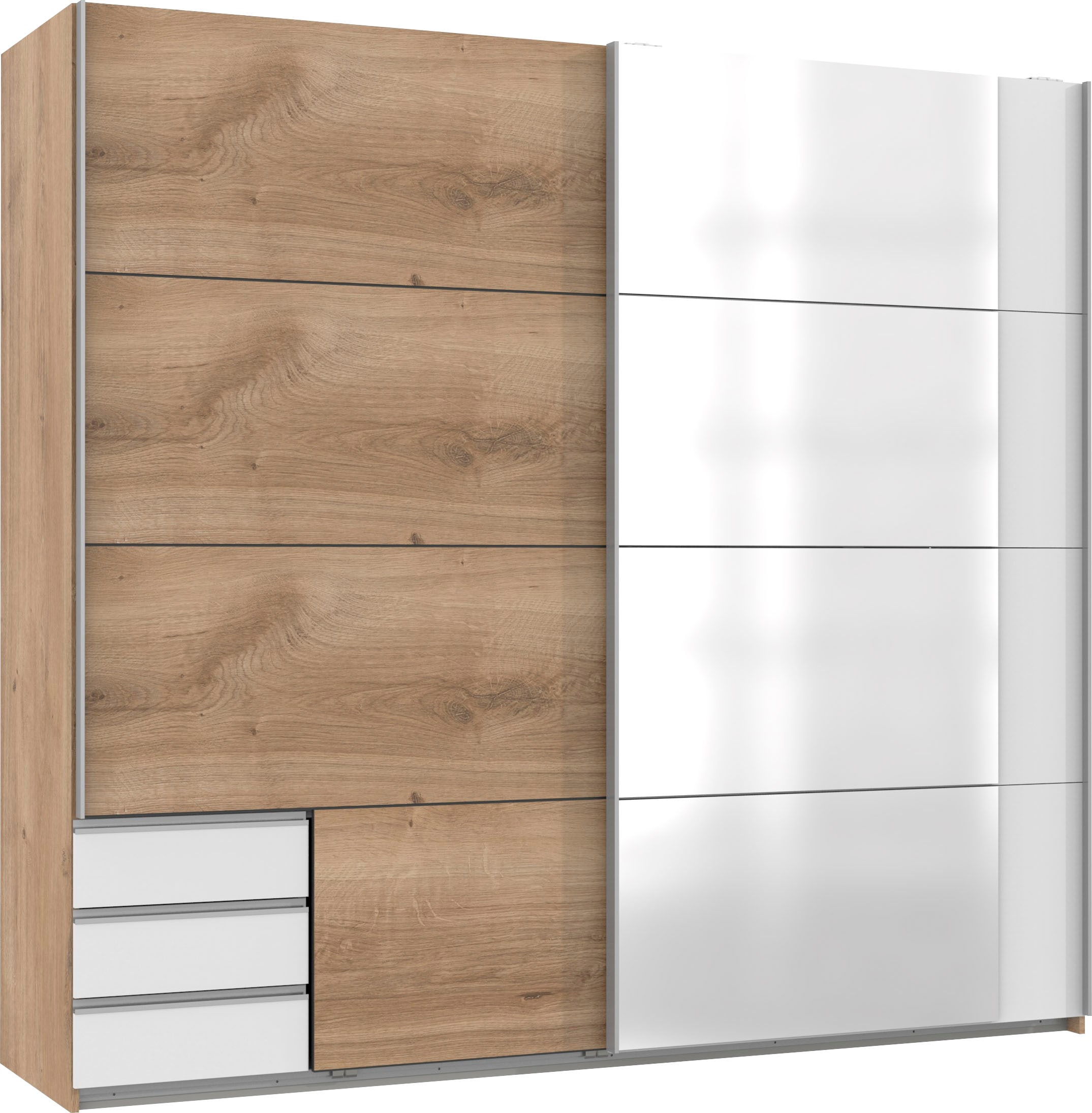 Wimex Schwebetürenschrank "Emden moderner Kleiderschrank mit Spiegel und Schubladen" Schlafzimmer Schrank Garderobenschrank mit Schwebetüren Topseller