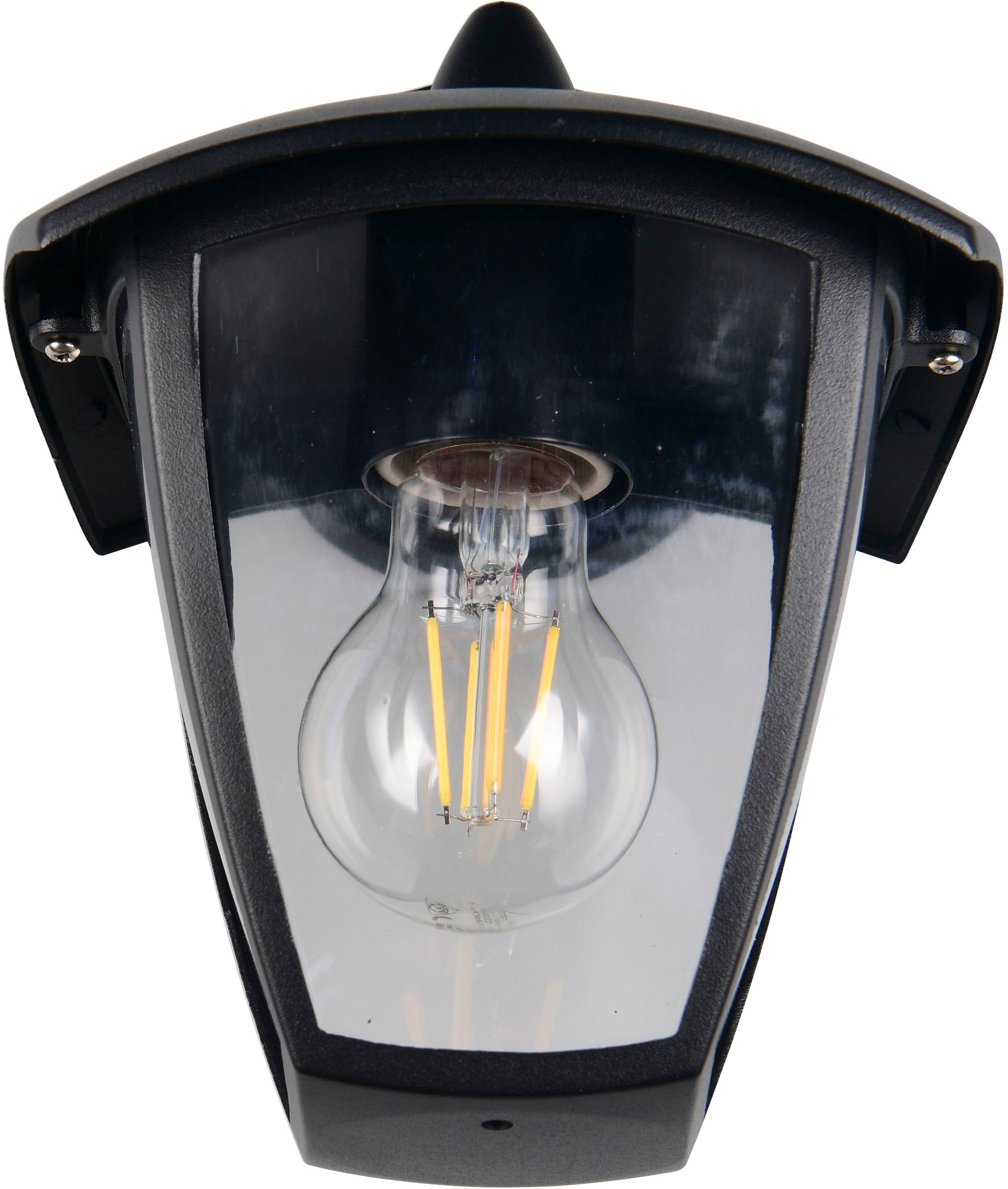 TRIO Leuchten Außen-Wandleuchte »VENTA, Laterne Hauswand Fassadenbeleuchtung, exkl 1x E27 max 10W, IP44«, 1 flammig, Leuchtmittel E27 | Leuchtmittel wechselbar, Wandlampe Laternen-Optik, abwärts gerichtet, Schirm Kunststoff