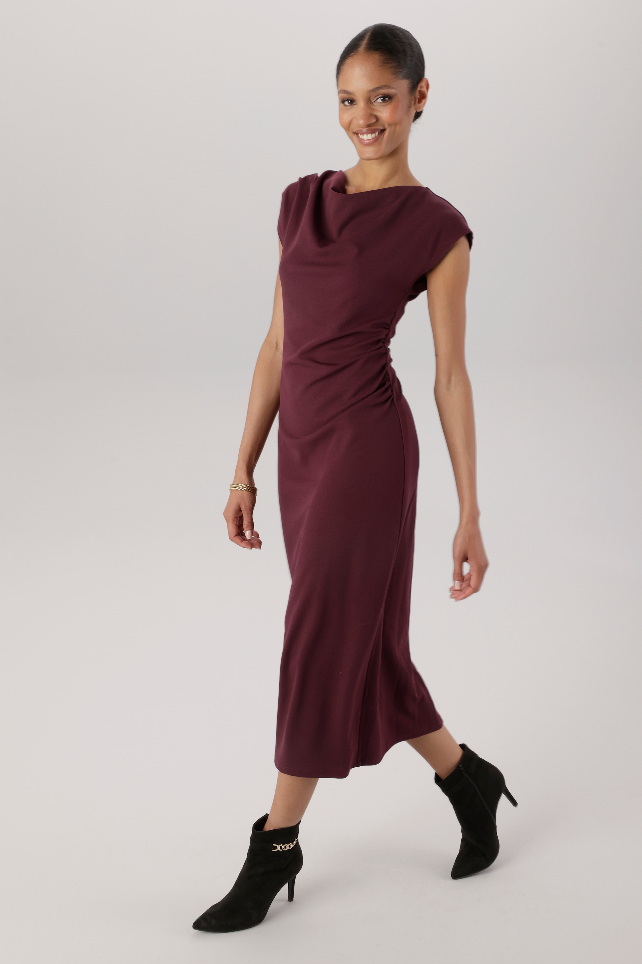 Aniston SELECTED Midikleid mit Wasserfallkragen - NEUE KOLLEKTION