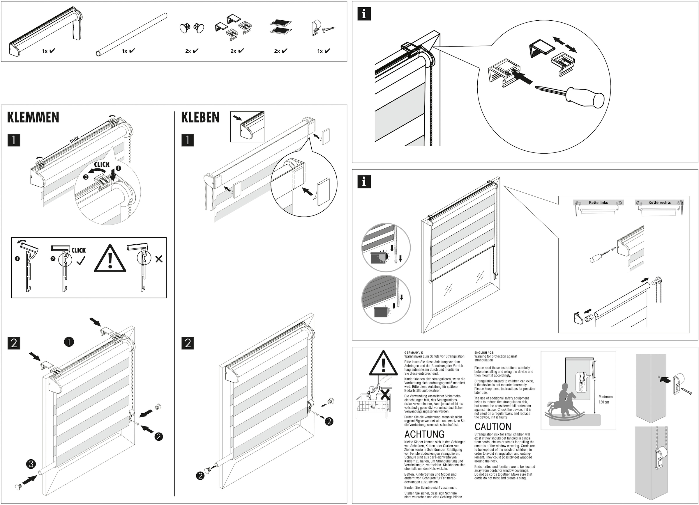 GARDINIA Doppelrollo »EASYFIX Duo Rollo Cut-Out Quadrat«, Lichtschutz, ohne Bohren, außergewöhnliche Lichteffekte durch Cut-Out Stoff