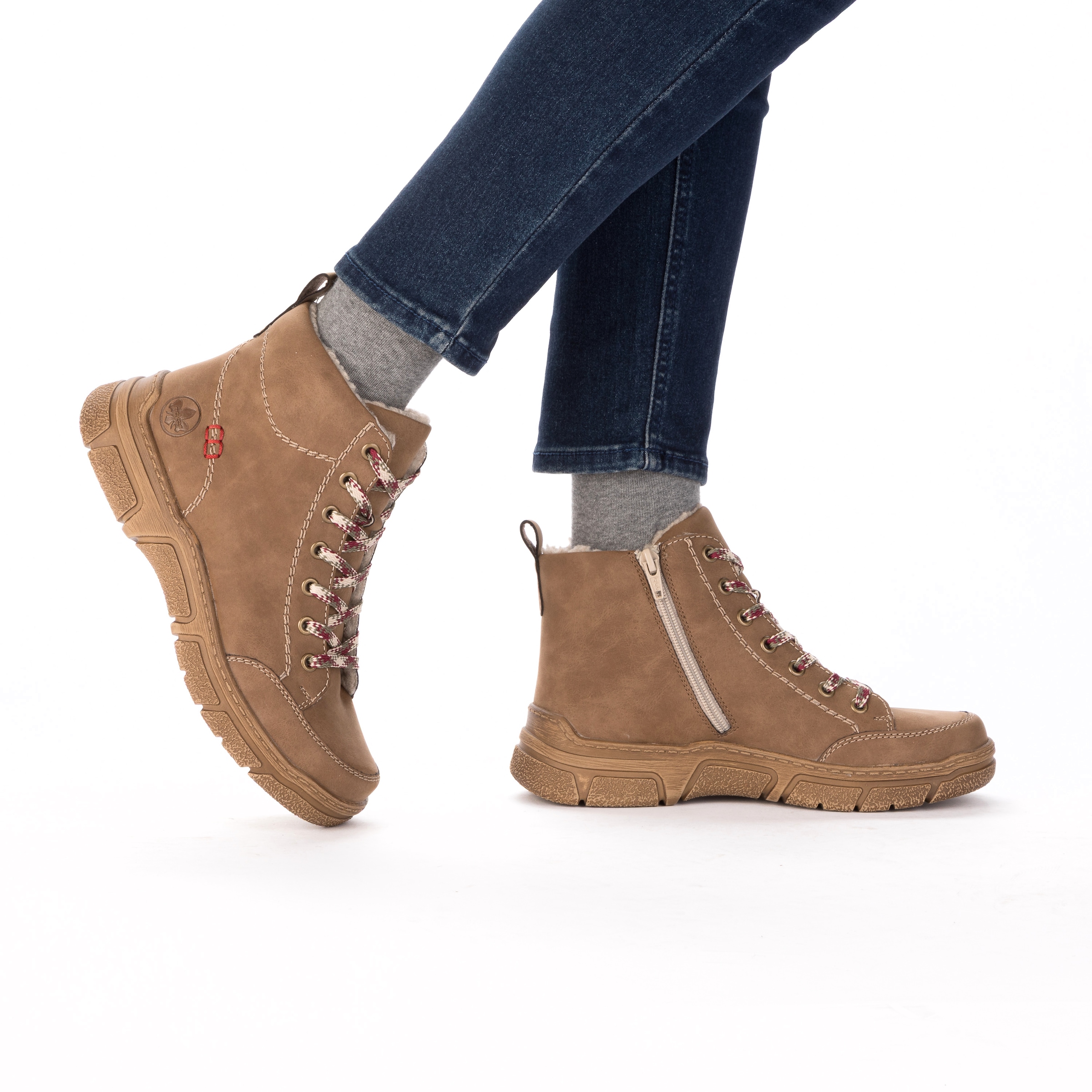 Rieker Winterboots  Schnürboots, Schnürstiefelette mit Warmfutter und Ziersteppung