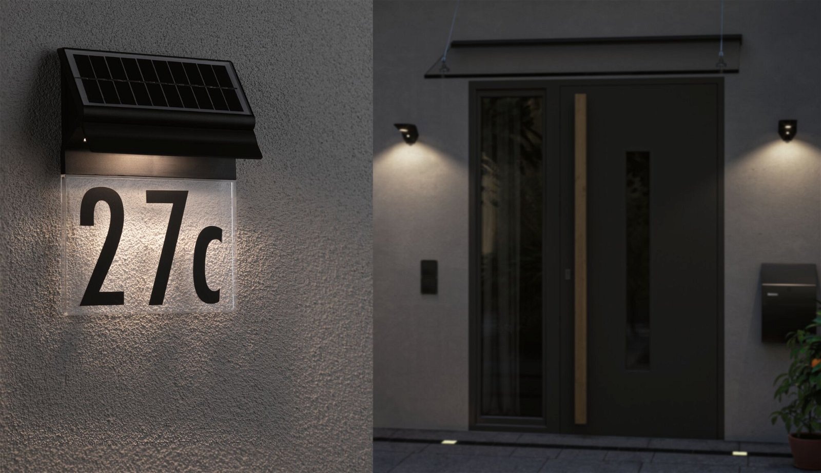Paulmann LED Außen-Wandleuchte »Solar Hausnummernleuchte Neda IP44 3000K 14lm Schwarz«, 1 flammig-flammig