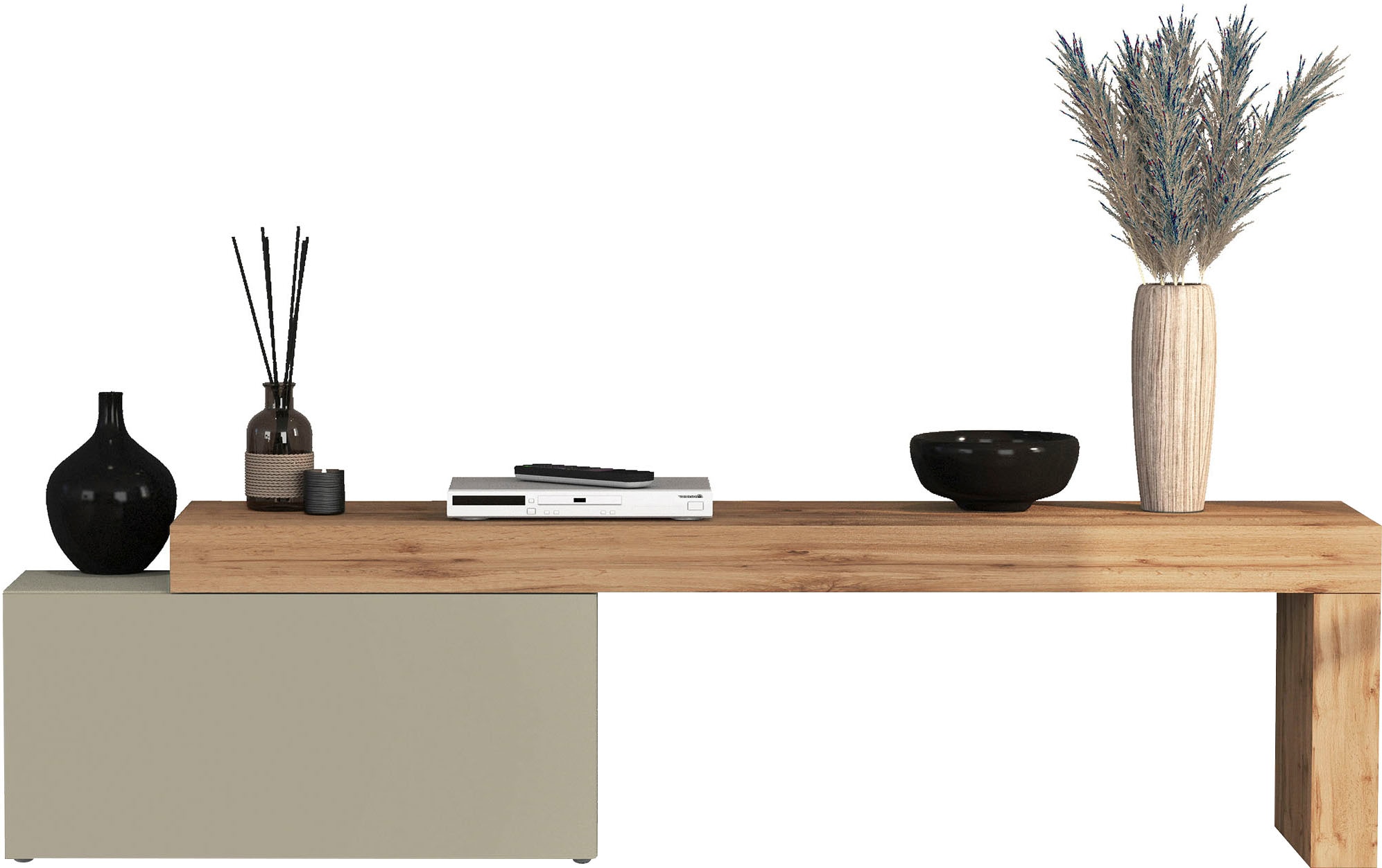 INOSIGN Lowboard »Chronos TV-Board, TV-Schrank«, (1 St., Breite verstellbar von 180 bis 260 cm), Breite 220 cm TV-Board,Lowboard,1 Klappe und ein L-Förmiger Aufsatz