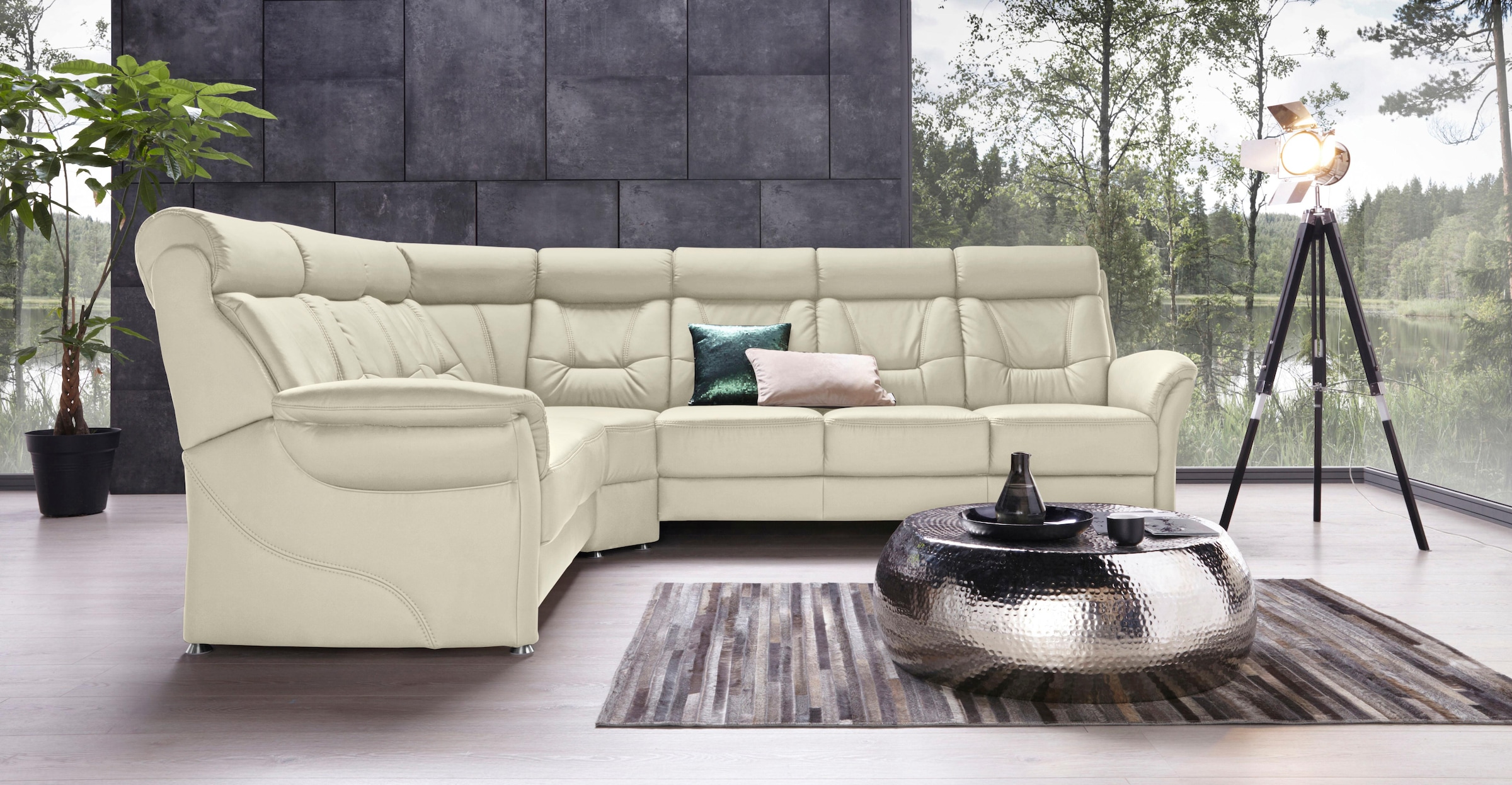 Places of Style Ecksofa »Sardinien L-Form«, mit Kopfteilverstellung, wahlweise mit Bettfunktion