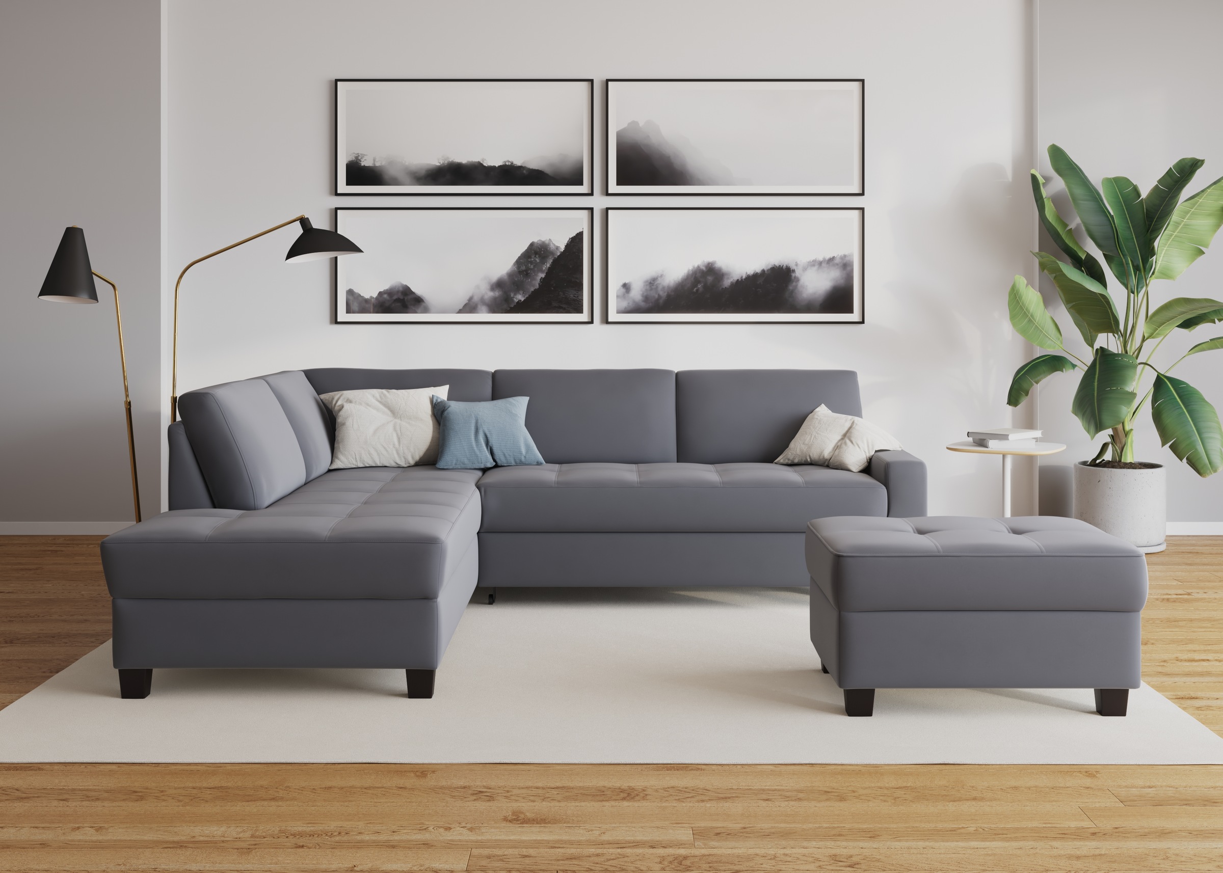 DOMO collection Ecksofa »Florentina zeitlos und elegant, Sitznähte als Designelement, L-Form«, wahlweise mit Bettfunktion, mit Kontrastnaht, Komfortsitzhöhe 47cm