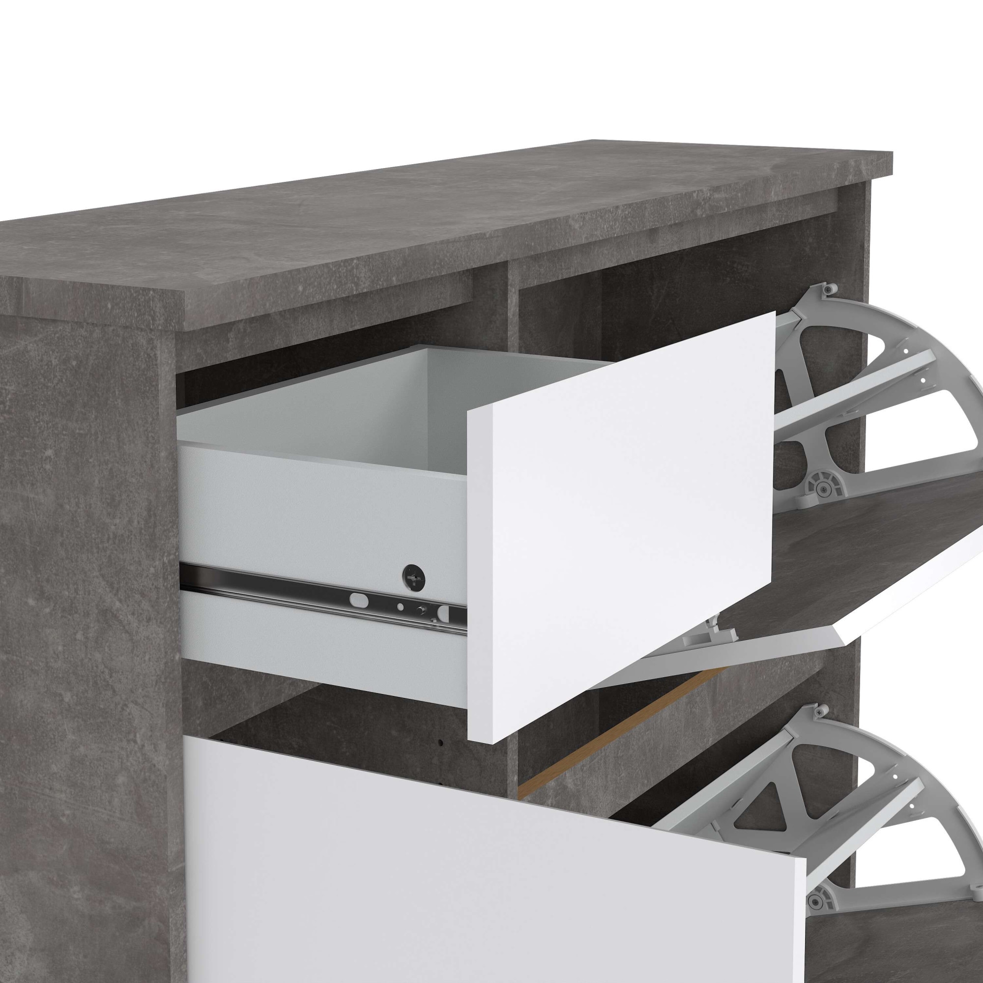 INOSIGN Schuhschrank »Naia Schuhaufbewahrung, Schuhkommode, Schuhregal, Garderobenschrank,«, mit 2 Klappen und 1 Tür und 1 Schublade, Breite 109 cm