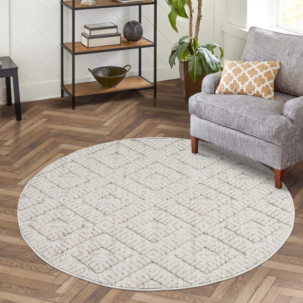 Carpet City Teppich "CLASICO 8927" rund 11 mm Höhe Kurzflor, Hochtief-Muste günstig online kaufen