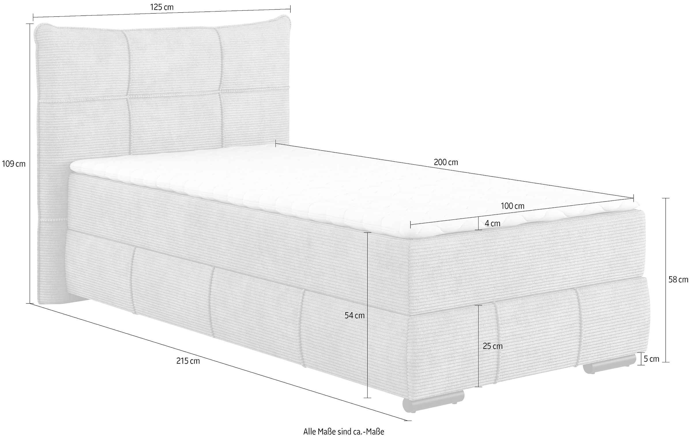 INOSIGN Boxbett »Brewdley mit Bettkasten, inkl. Matratze«, Topper und Zierkissen, in verschiedenen Härtegraden verfügbar
