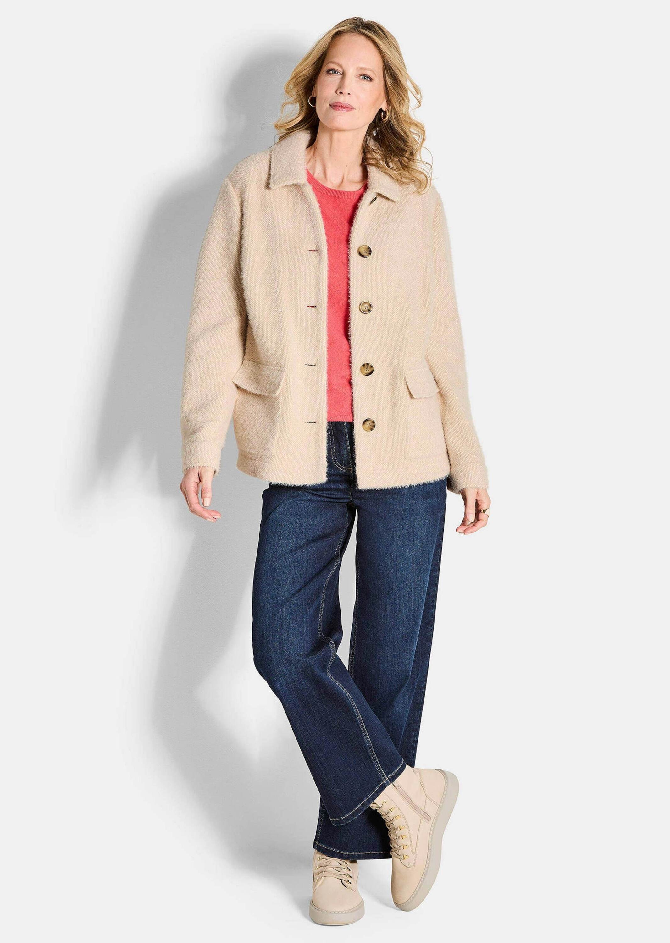 GOLDNER Kurzjacke "Kurzgröße Strickjacke mit dezenter Wabenstruktur" kusche günstig online kaufen