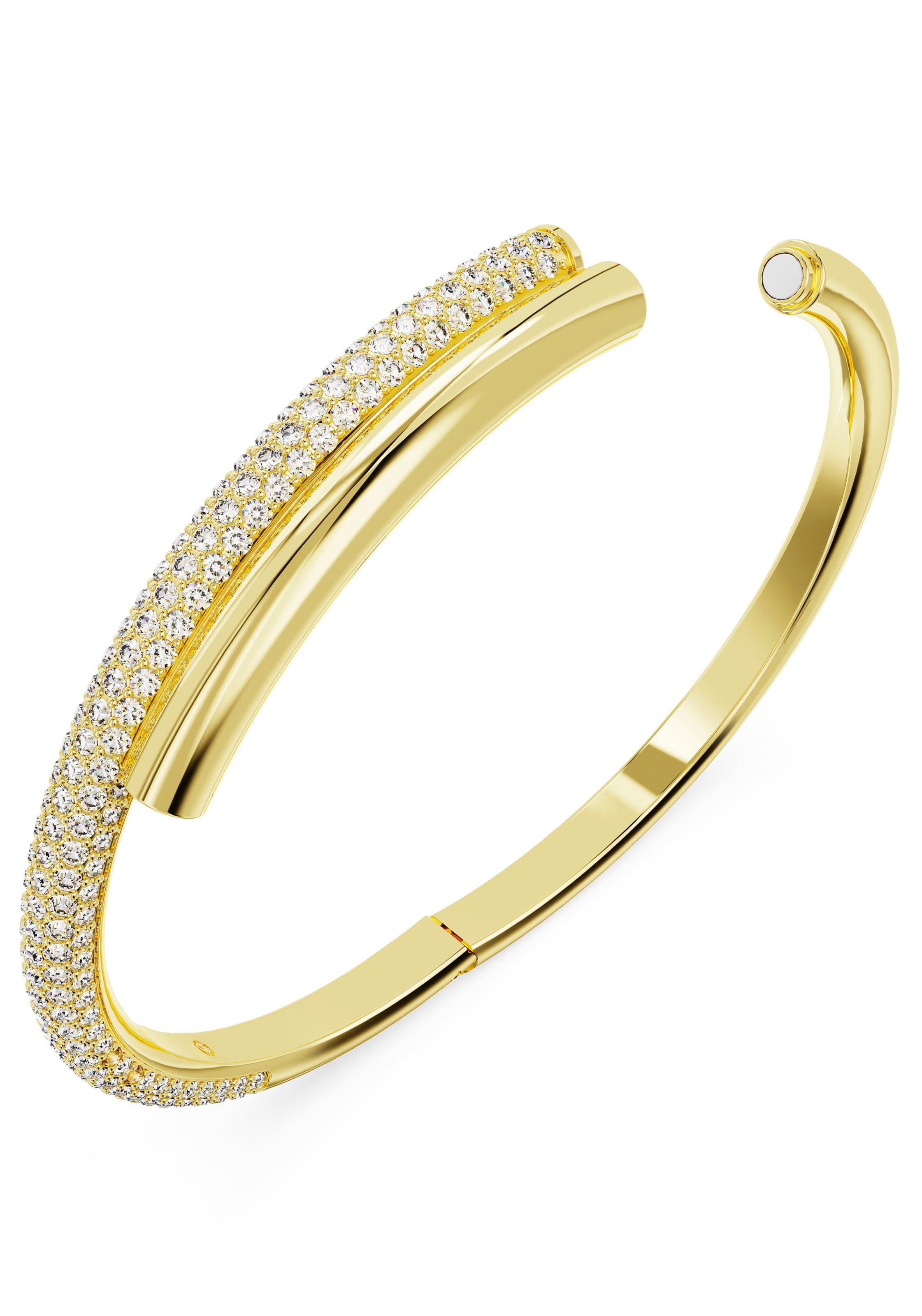Armreif SWAROVSKI "Schmuck Geschenk Armschmuck Dextera" Gr. L, gold (gelbgoldfarben, kristallweiß, kristallweiß), Armbänder, Damen, L, Metall, Armreif, mit Swarovski Kristall 4