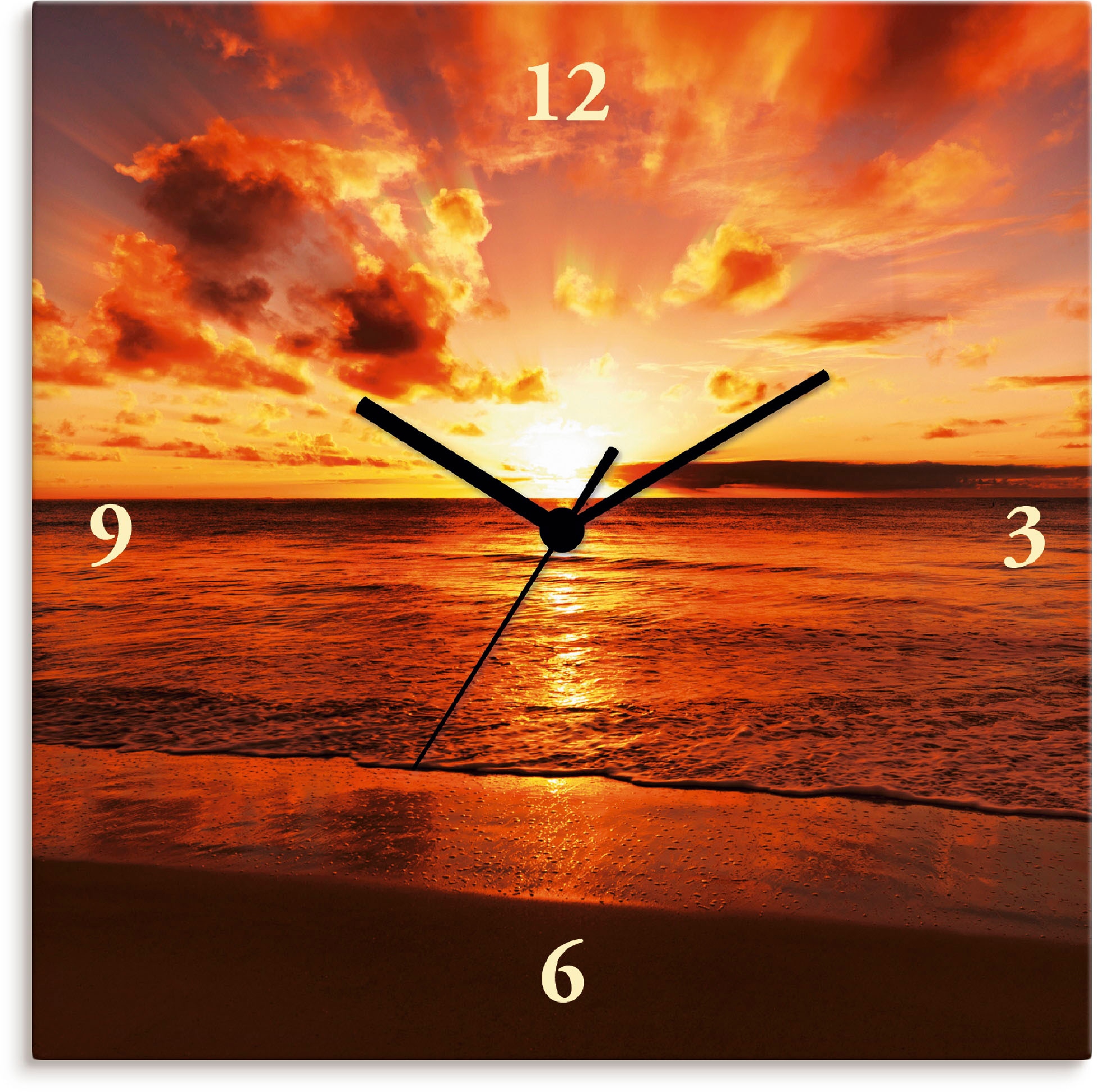 Artland Wanduhr »Schöner Sonnenuntergang Strand«, | Tickgeräusche BAUR Funkuhrwerk, mit ohne oder lautlos wahlweise Quarz