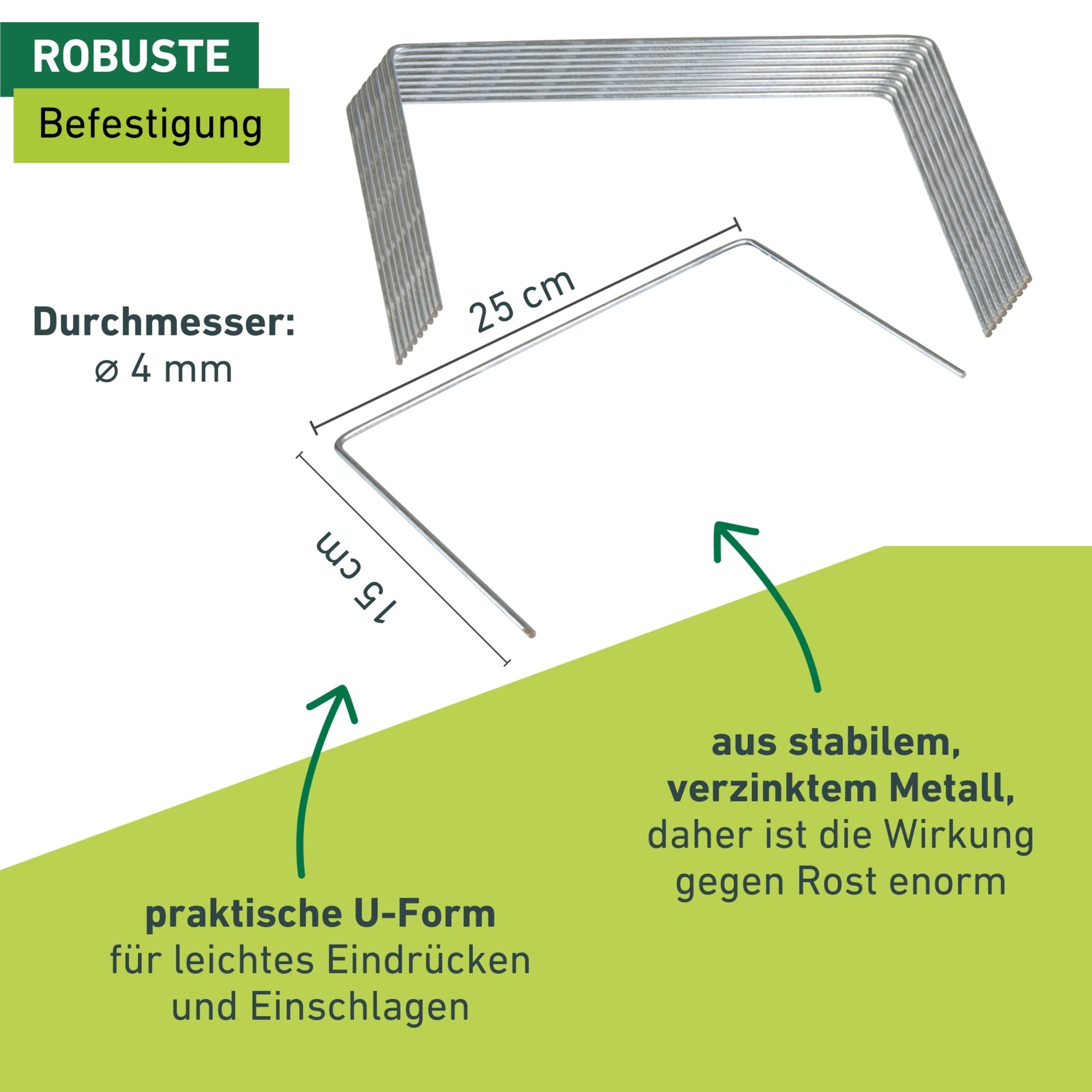 Windhager Gartenvlies »Befestigungshering aus Metall, wiederverwendbar, 10 Stk.« Packung, 10 Stk. tlg. Bodenanker für Folien, Vlies, erhältlich in 4 x 14 cm oder 15 x 25 cm