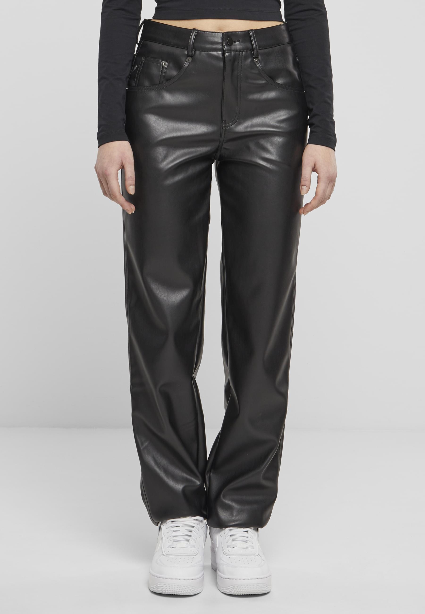URBAN CLASSICS Stoffhose »Urban Classics Ladies Straight Leg Synthetic Leather Pants«, (1 tlg.)