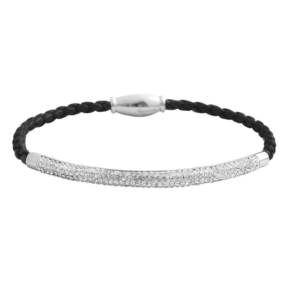 Adelia´s Armreif »Armband – Armreif aus Leder mit Strass Steinchen 19 cm« Zum Verschenken – passend für viele Anlässe