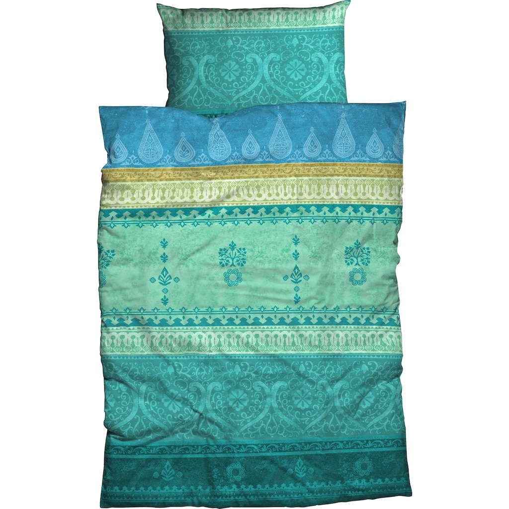 CASATEX Bettwäsche »Indi mit modernen Ornamenten, aus 100% Baumwolle, in Satin oder Biber Qualität, Bett- und Kopfkissenbezug mit Reißverschluss, pflegeleicht, Bettwäsche-Set STANDARD 100 by OEKO-TEX® zertifiziert«, (2 tlg.)