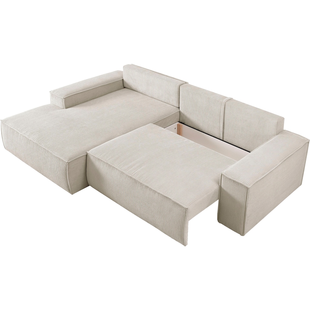 Ecksofa SHERWOOD Schlafsofa, mit Bettkasten, Cord-Bezug