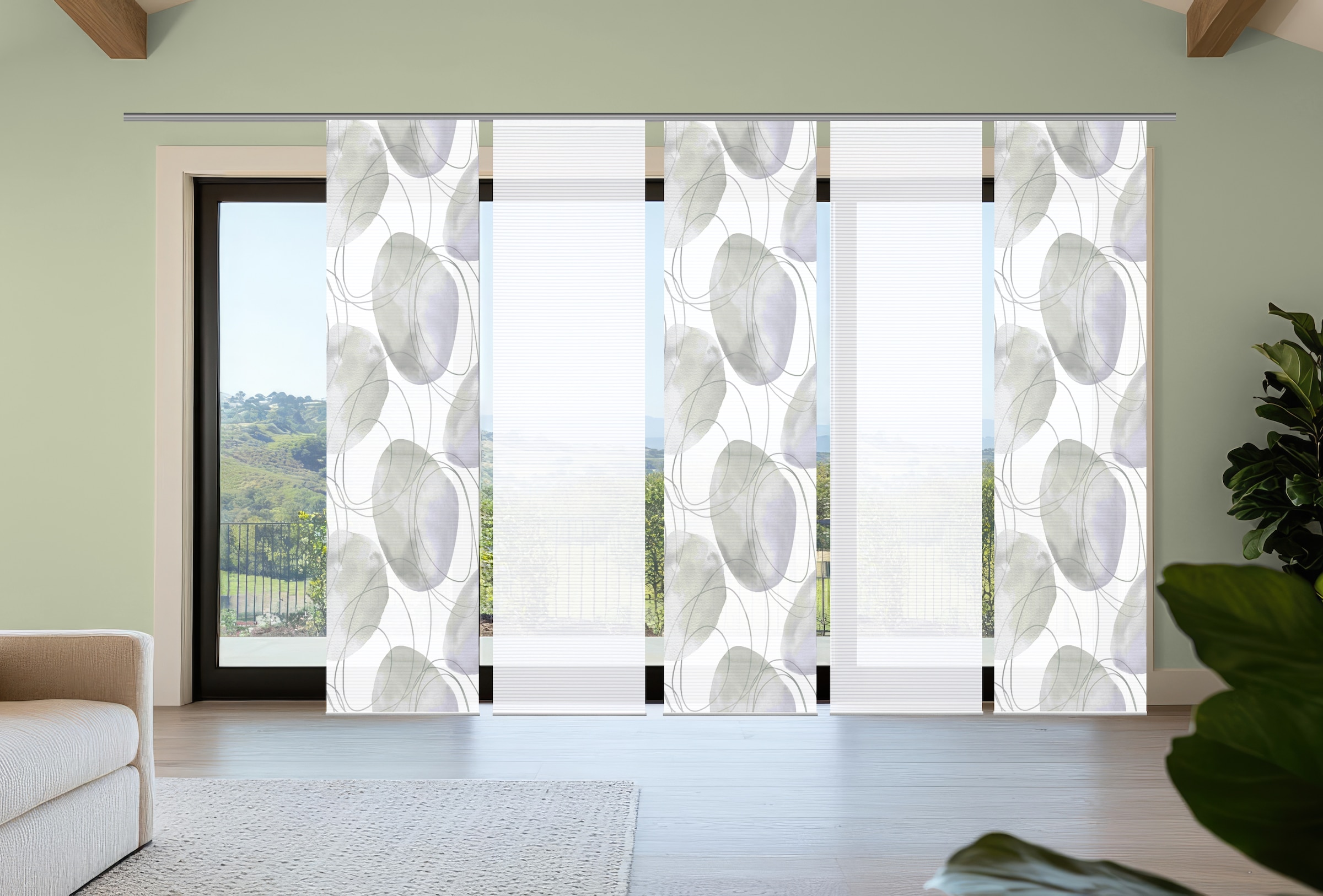 HOME in green Schiebegardine "ELLRIK" Paneelwagen 5 Stk. tlg. Bambusoptik, günstig online kaufen