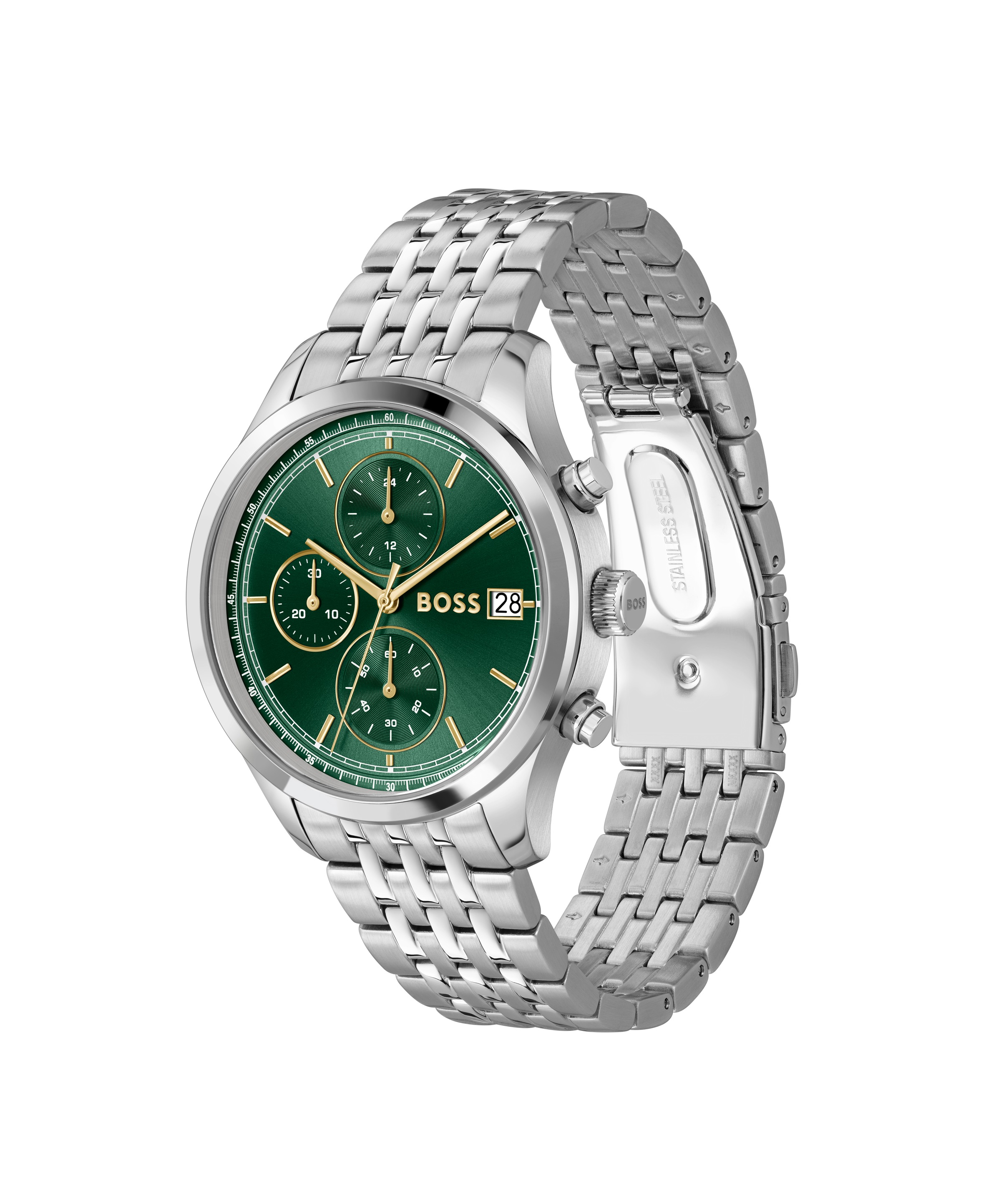 BOSS Chronograph »STRATUS« Quarzuhr, Armbanduhr, Herrenuhr, Edelstahlarmband, analog, Tag