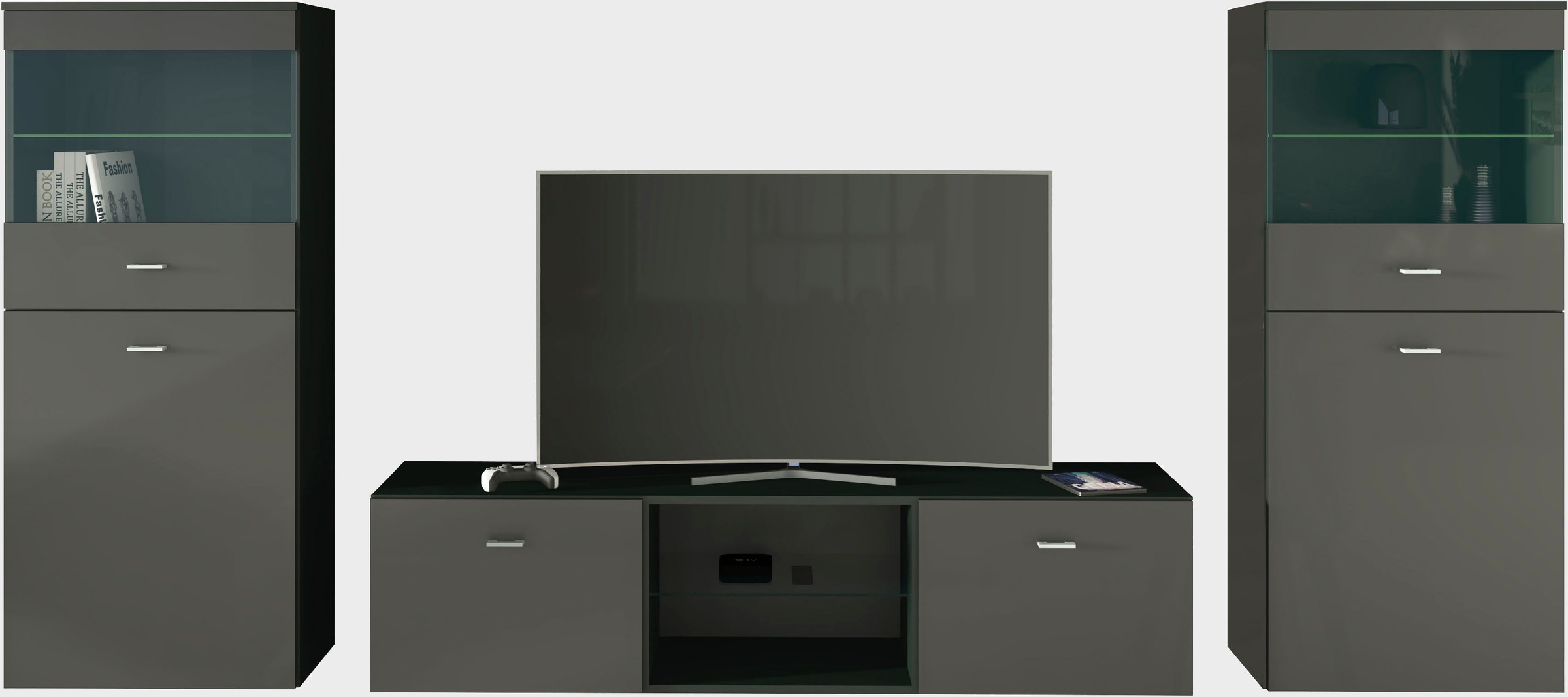 borchardt Möbel Wohnwand "Scala, moderne Mediawand mit Vitrinen und Lowboar günstig online kaufen