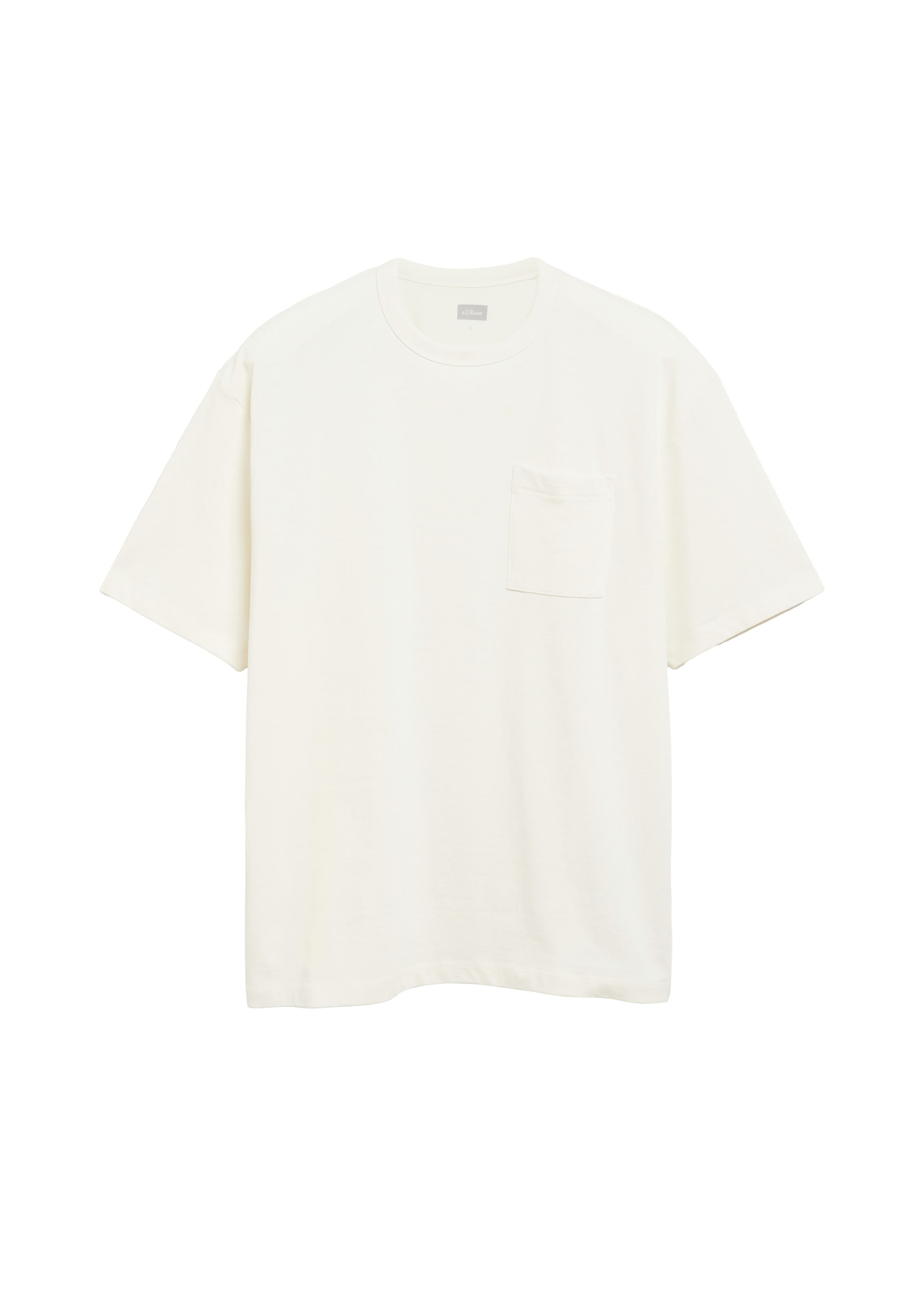 s.Oliver Rundhalsshirt mit Brusttasche / Baumwolle / Unifarben