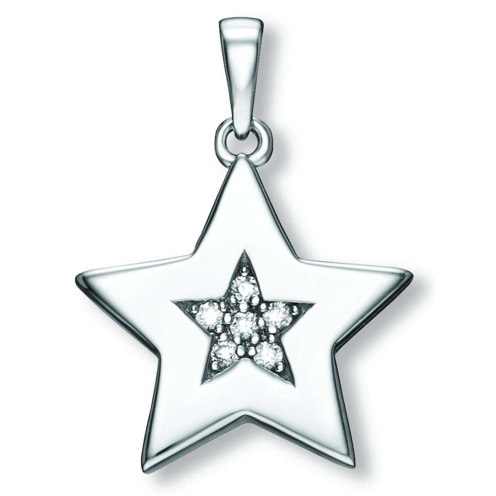 ONE ELEMENT Kettenanhänger »Zirkonia Stern Anhänger aus 925 Silber«