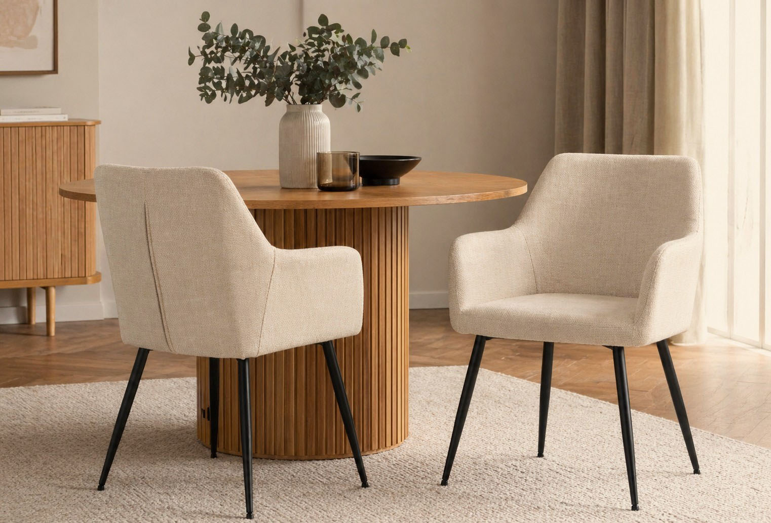 ACTONA GROUP Esszimmerstuhl "Glenda 2er Set, Stoff - mit Armlehne & gepolstert in mehreren Farben" () Bequemer Stuhl im skandinavischen Design & modernem Look