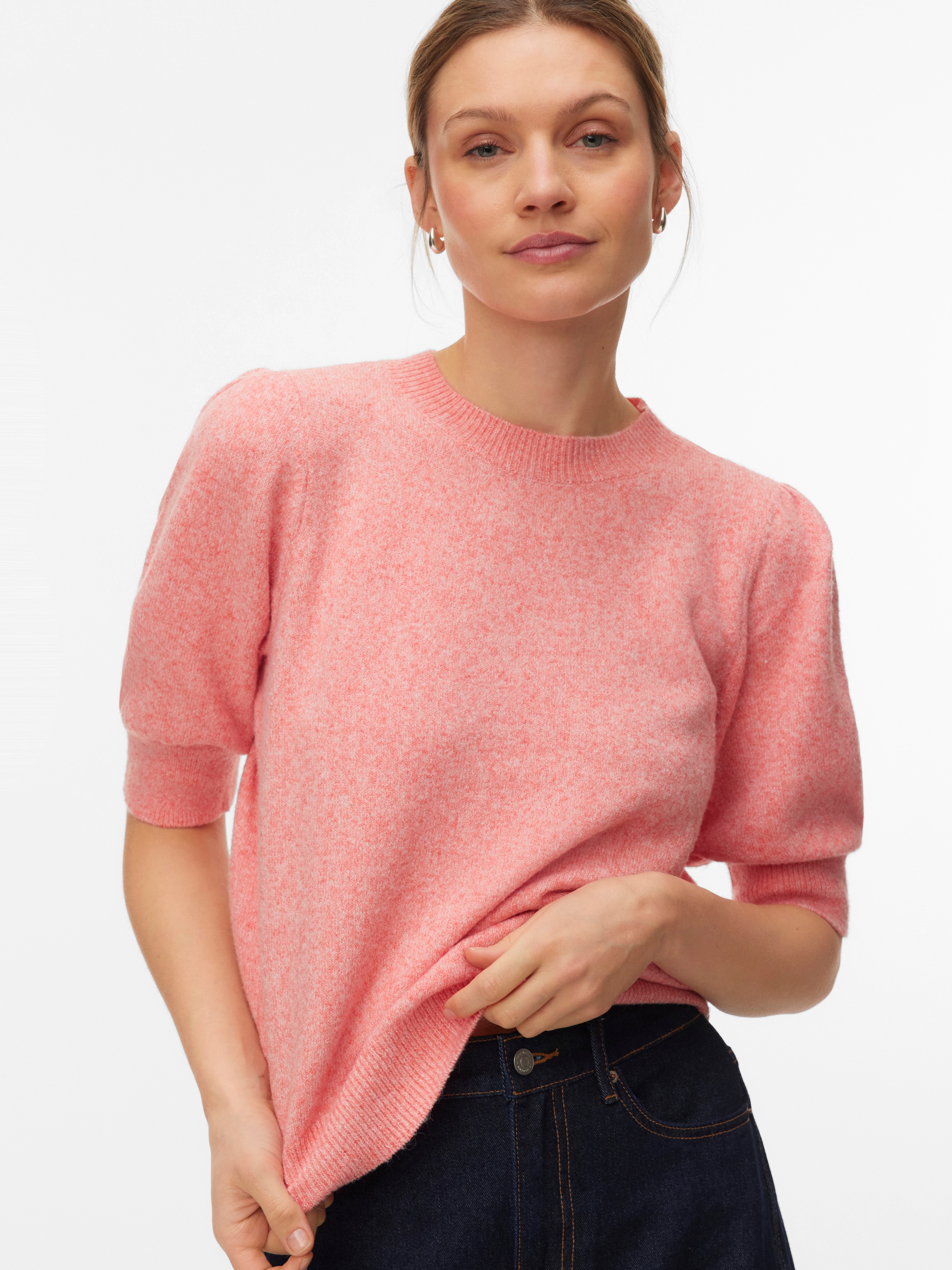 Vero Moda Rundhalspullover »VMDOFFY 2/4 O-NECK PULLOVER GA NOOS« Materialmix, regular fit