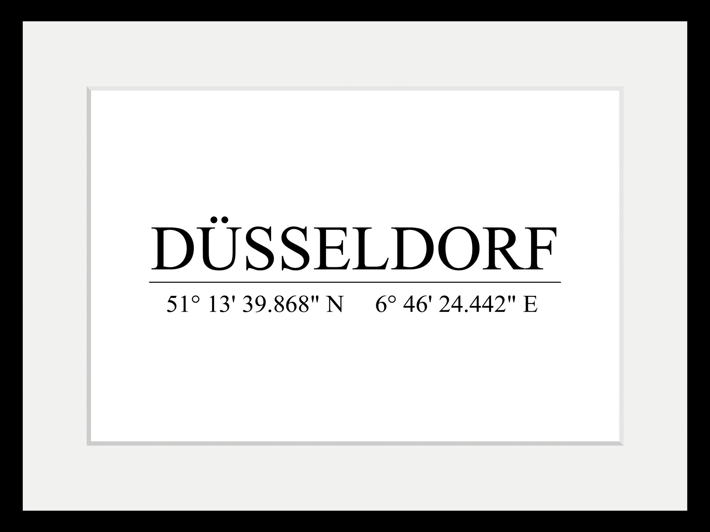 queence Bild »DÜSSELDORF«, Städte-Stadt-Düsseldorf-Schwarz-Weiß, (1 St.), HD Premium Poster-Druck inkl. Holzrahmen