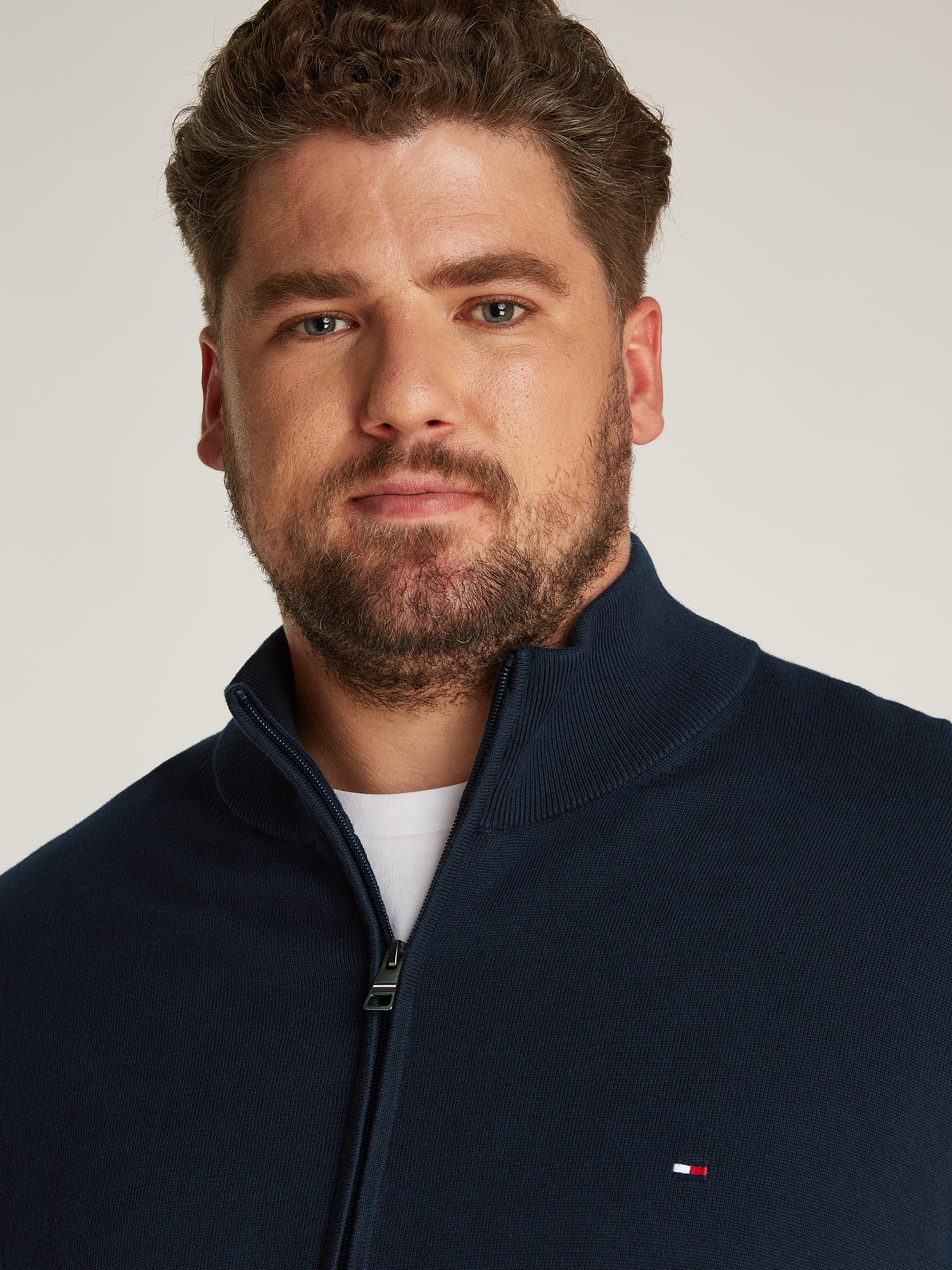 Thumbnail - Tommy Hilfiger Big & Tall Strickjacke "BT-ESSENTIAL COTTON ZIP THRU-B", Großen Größen