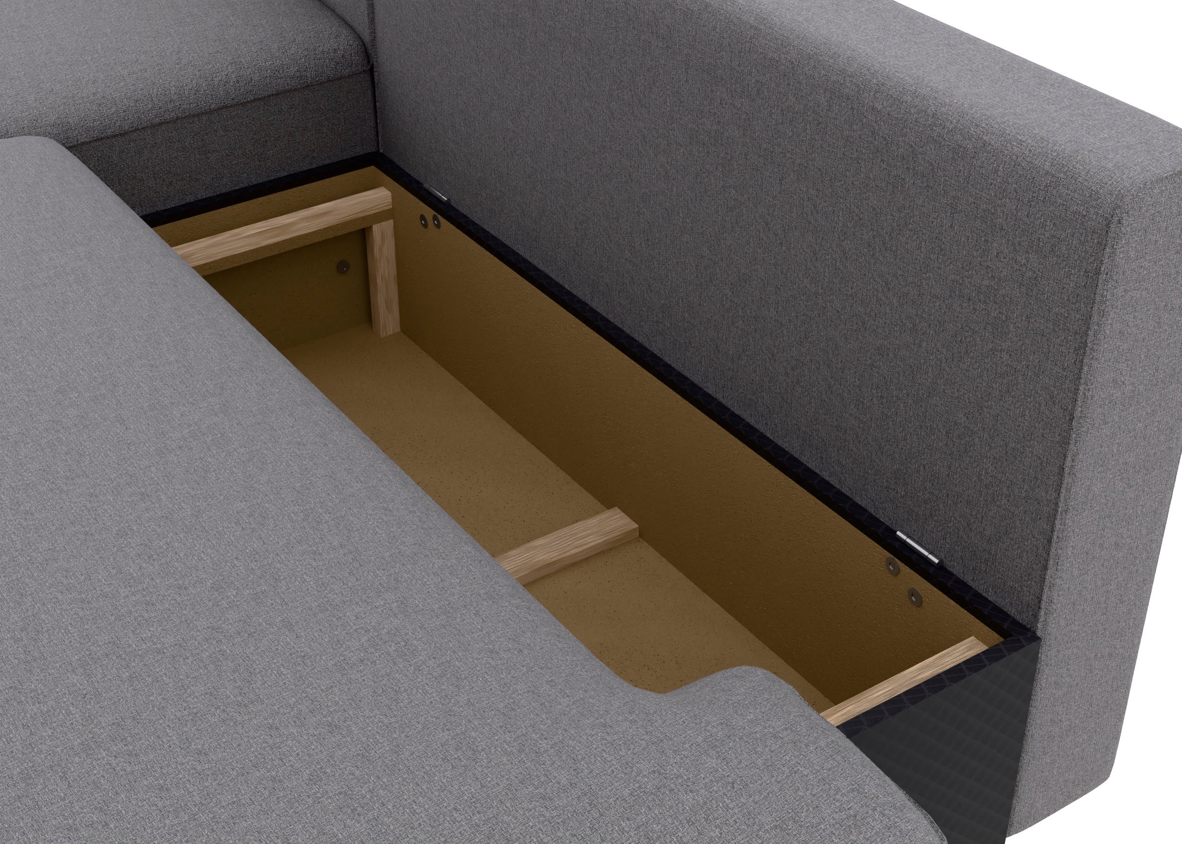 TRENDMANUFAKTUR Ecksofa »Fordon II, Schlafsofa mit Bettkasten, Couch in L-Form, Breite 250 cm«, in Struktur LUMOS, 3D-Effekt, anthrazit, Armlehne links