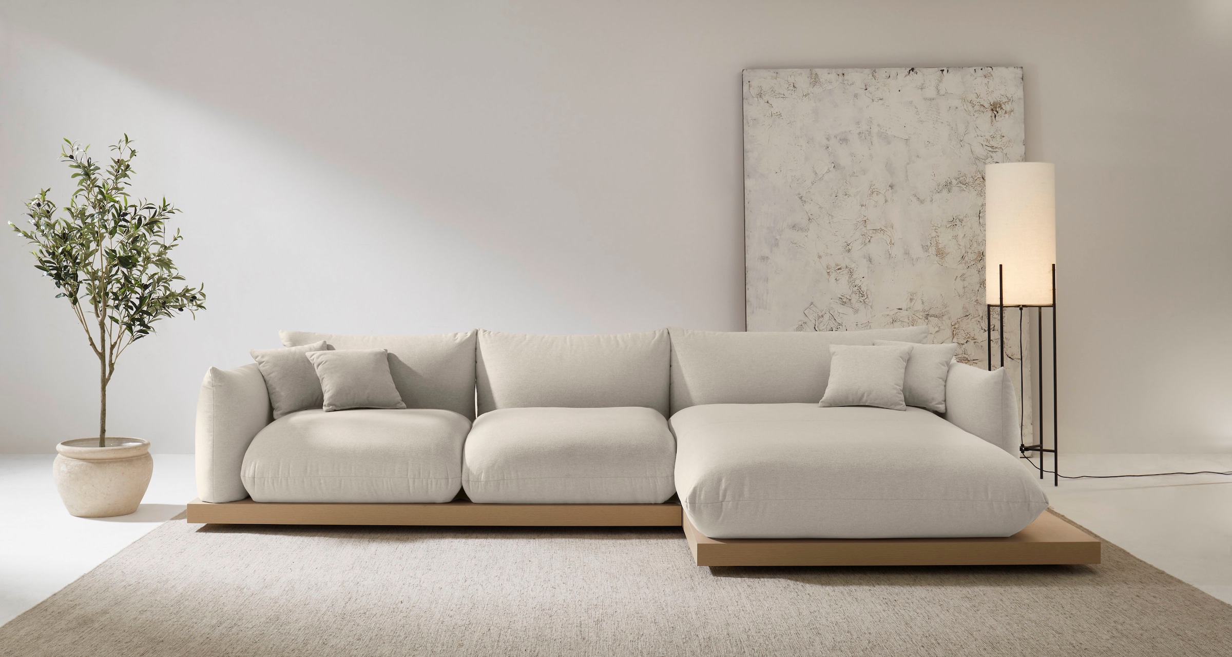 OTTO home Ecksofa "Kalix, Polsterecke mit kräftigem Holz-Plateau, moderne C günstig online kaufen