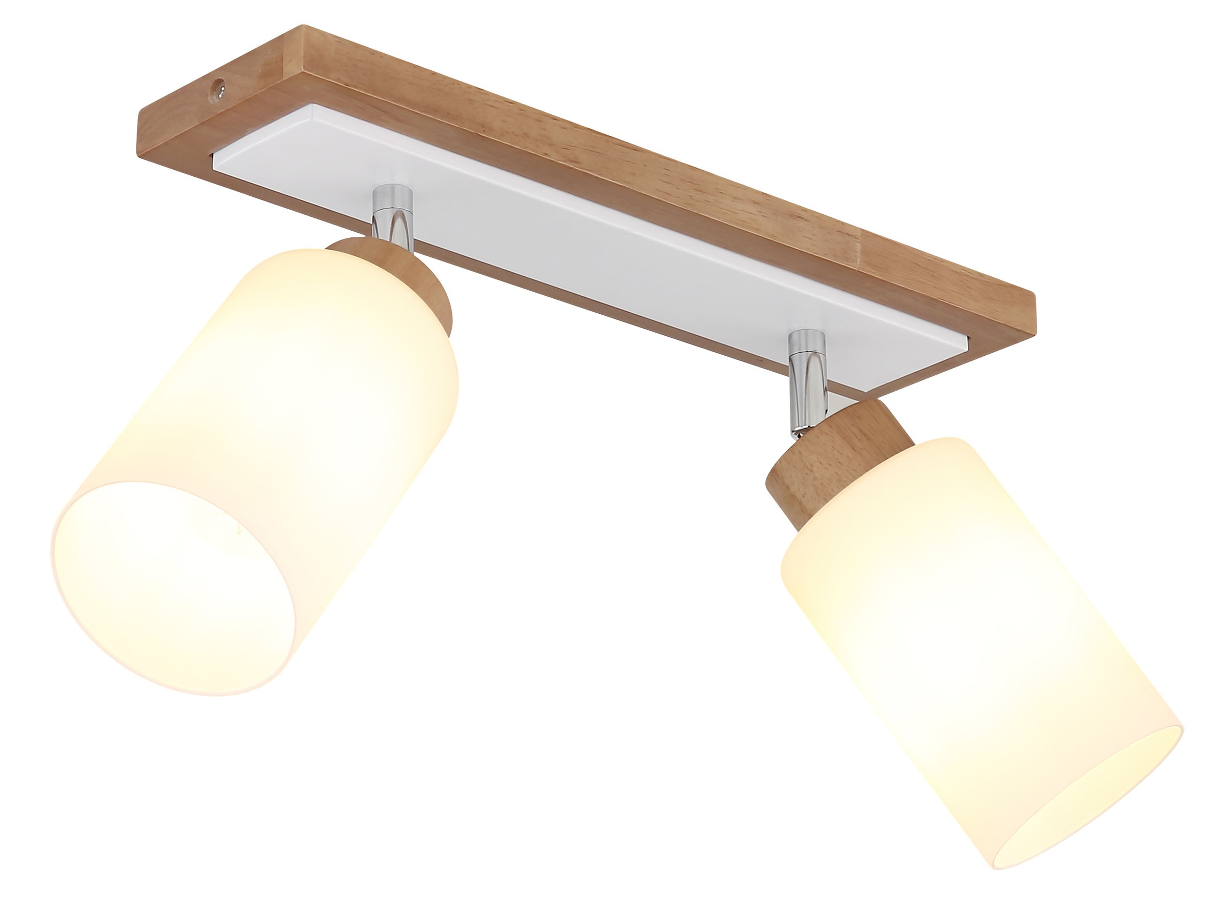 GLOBO LIGHTING Deckenspot »ROWENA« E27 1 Stk. Holz-Strahler, dreh-/schwenkbar, Opalglas, 2xE27, 600mm