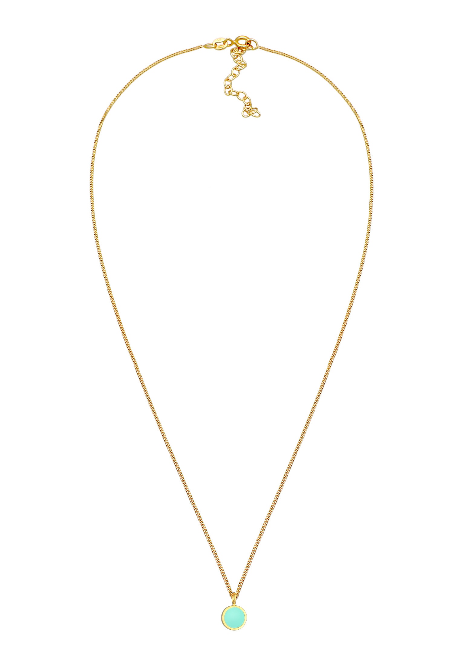 Elli Kette mit Anhänger »Halskette Basic Plättchen Rund Emaille 925 Silber«
