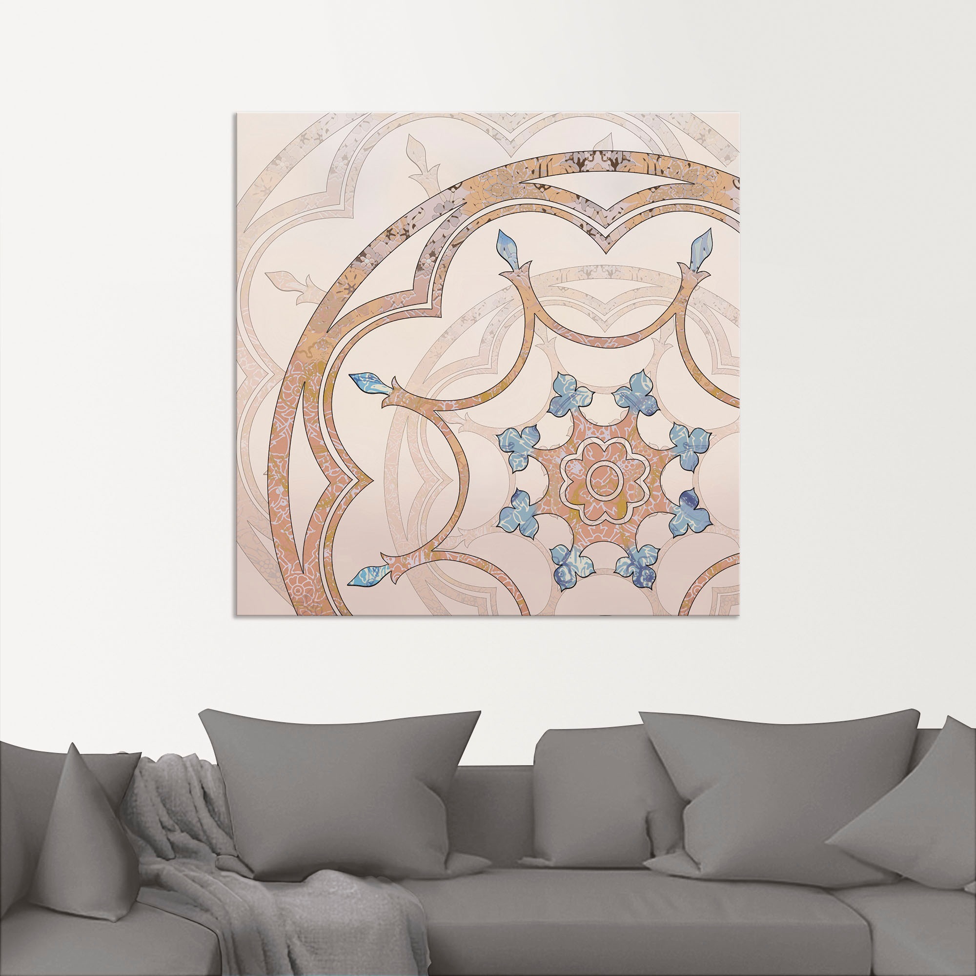 Alu-Dibond-Druck ARTLAND "Boho Mandala", beige (farbe bild(er): natur), B:50cm H:50cm, Bilder, für Innen- und Außenbereich geeignet, Outdoorbild 2