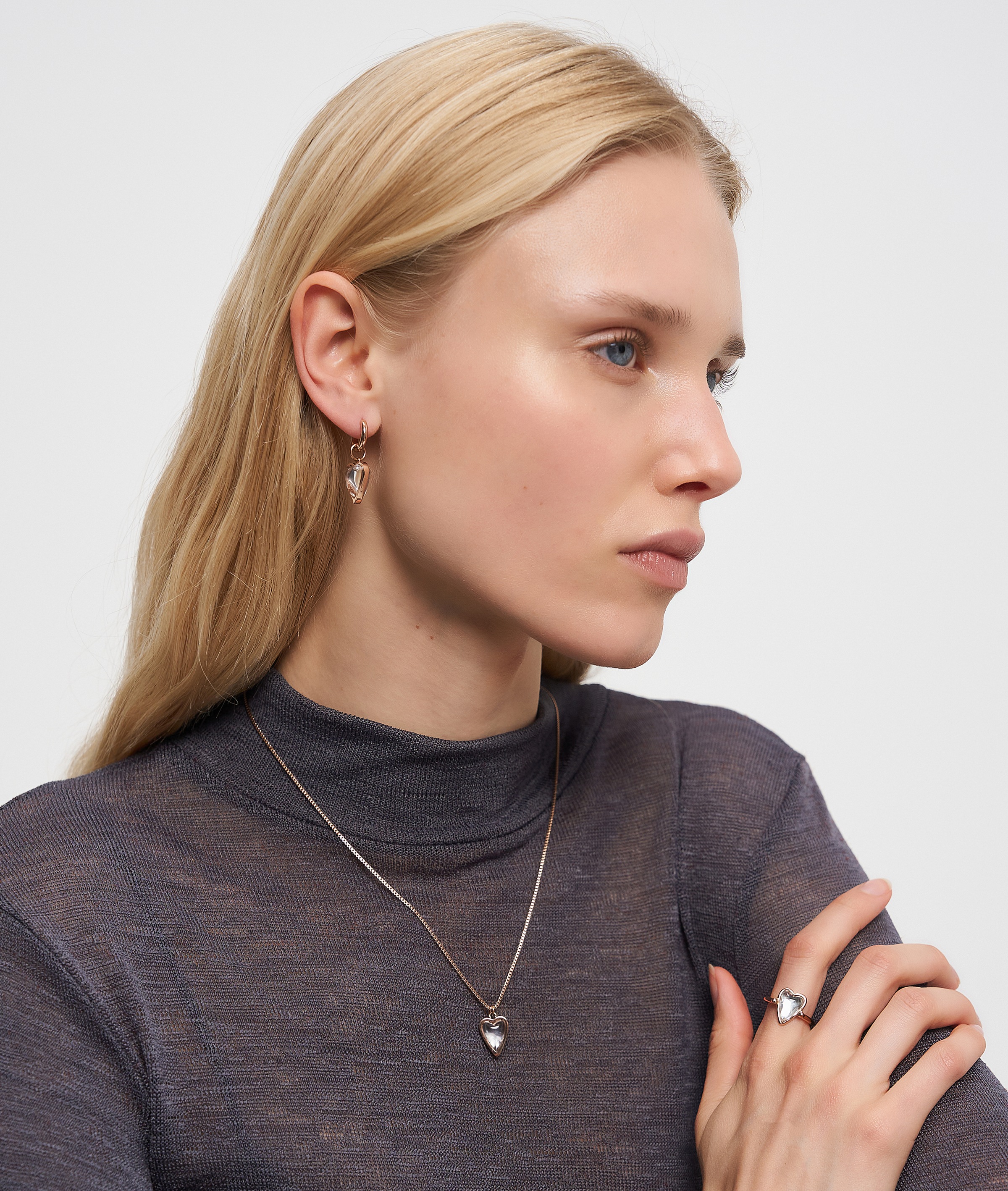 Liebeskind Berlin Paar Creolen »Schmuck Ohrringe mit abnehmbaren Herz-Einhängern Glass Heart« mit Glasstein