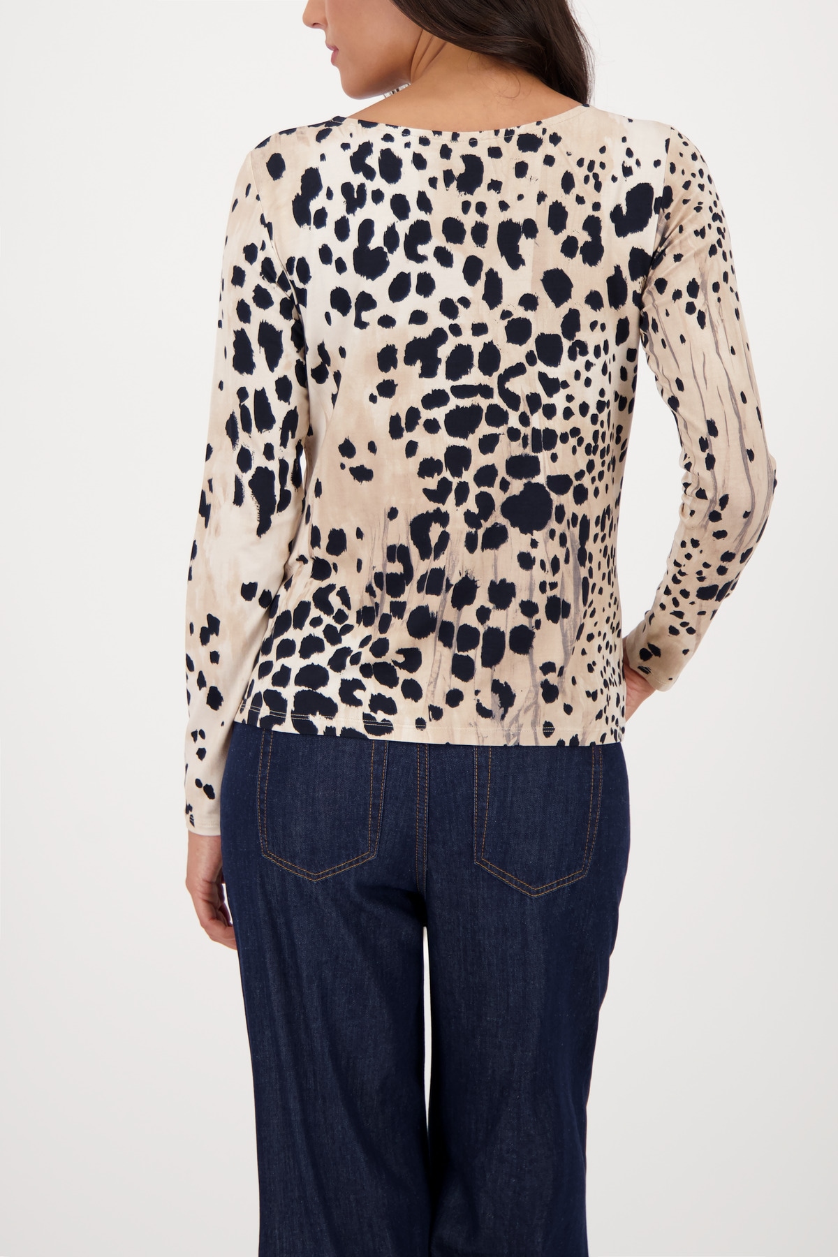 Monari Langarmshirt »Shirt Leo allover«, Regular fit mit Rundhalsausschnitt
