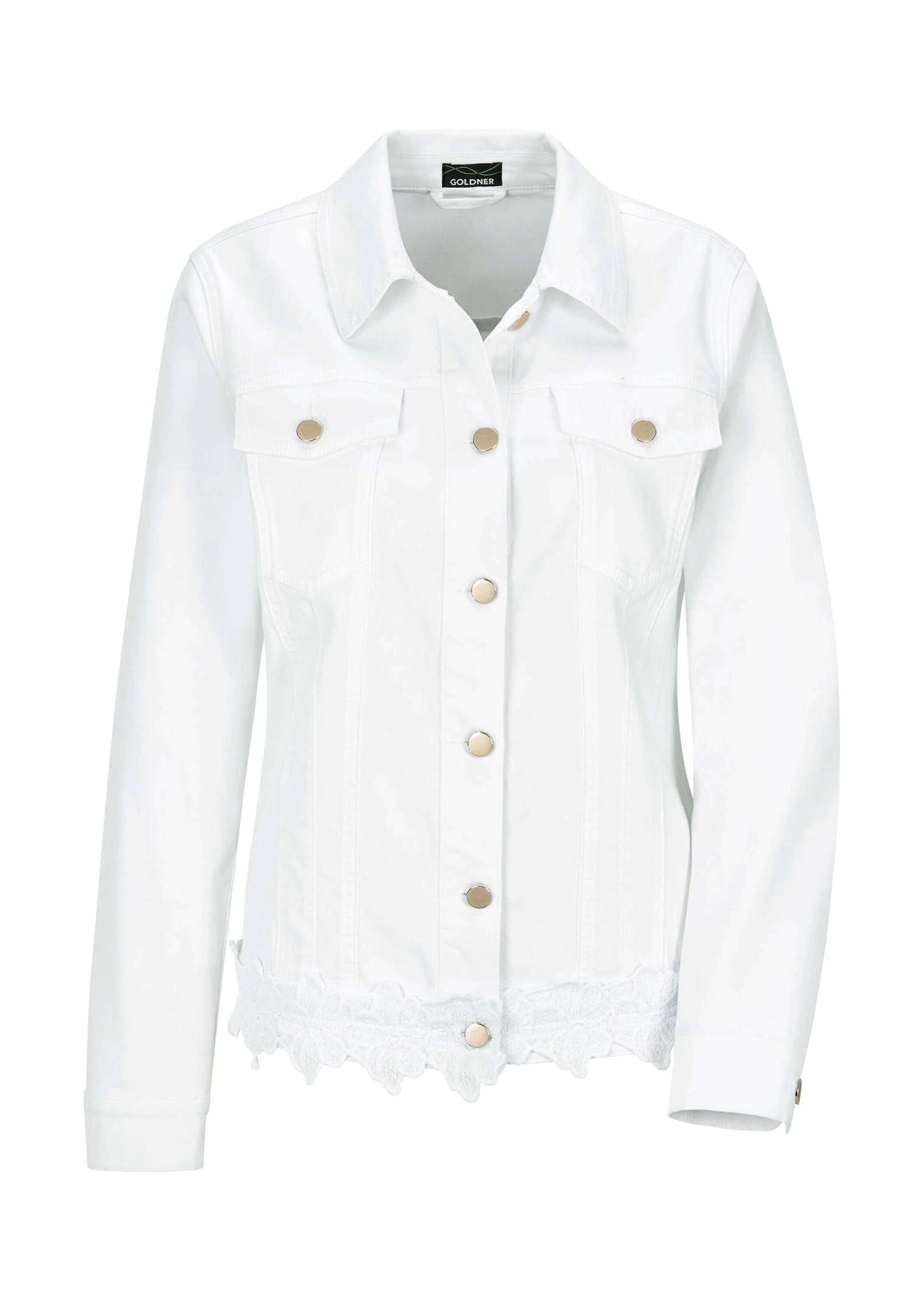 GOLDNER Jackenblazer "Kurzgröße Baumwolljacke mit Blumenborte" Ziernähte im günstig online kaufen