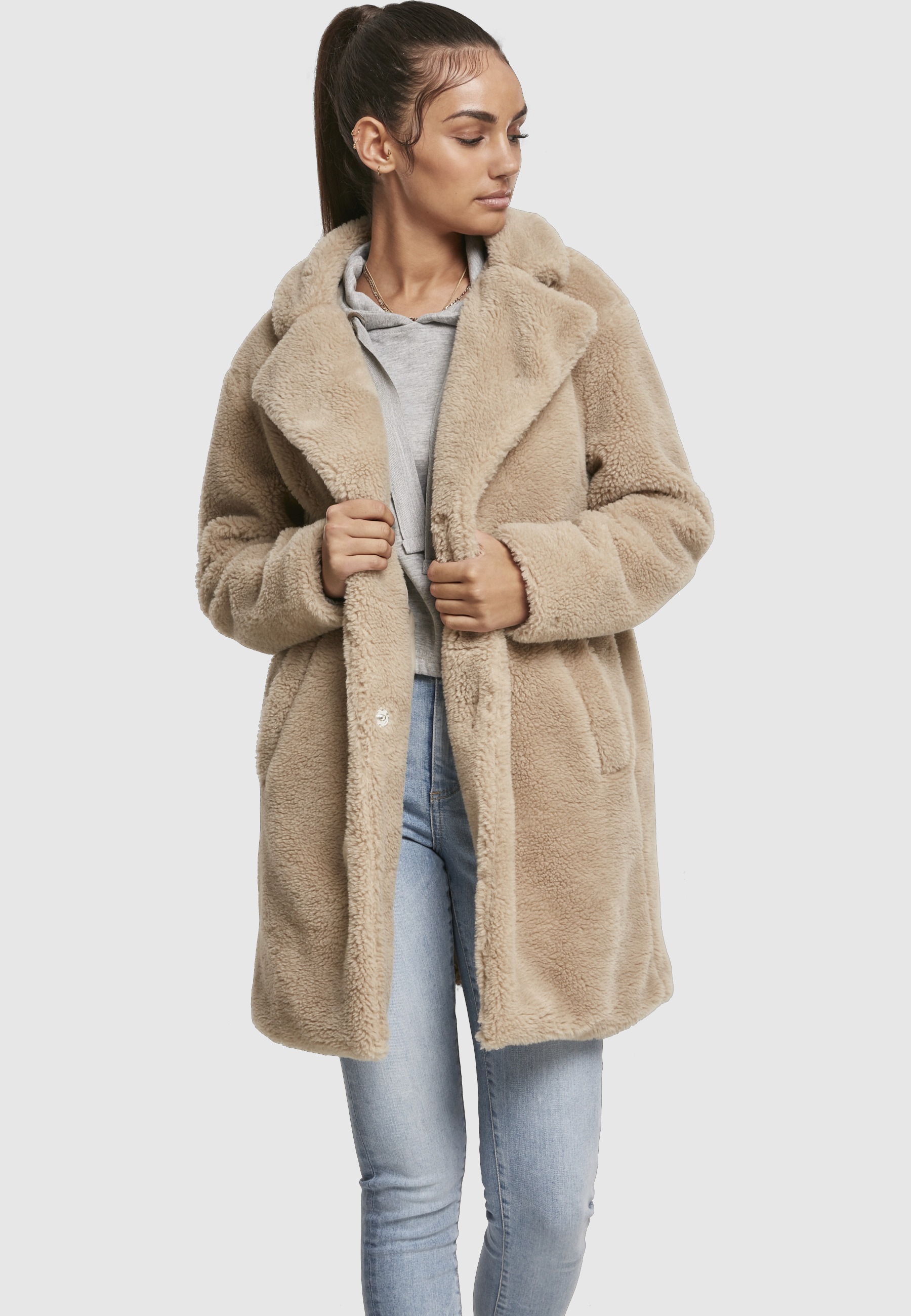 URBAN CLASSICS Parka »Urban Classics Damen Ladies Oversized Sherpa Coat« 1 Stk. tlg. ohne Kapuze