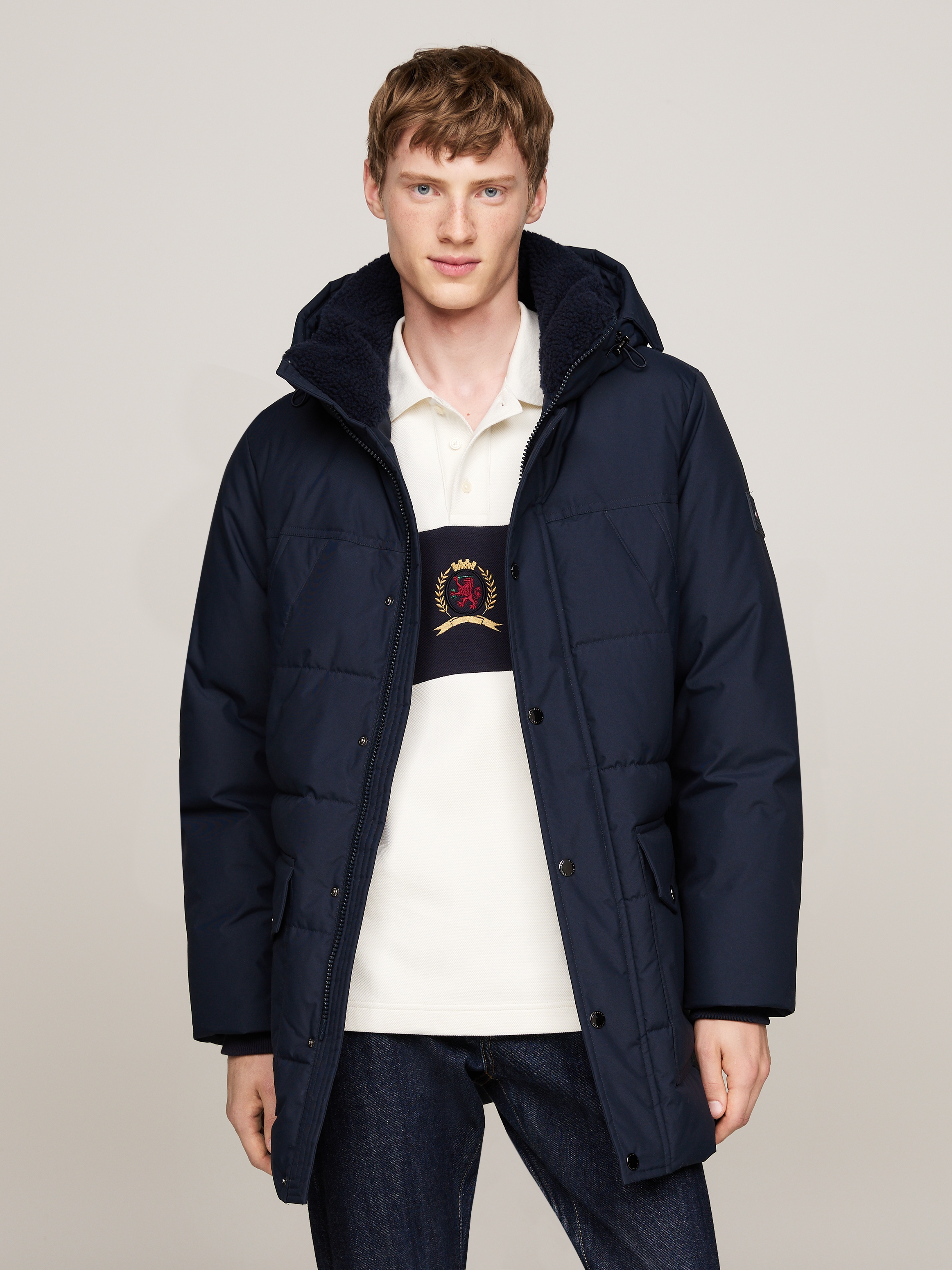 Tommy Hilfiger Parka "ROCKIE UTILITY PARKA", mit Kapuze, hoch geschlossen, Stehakragen mit Fellimitat