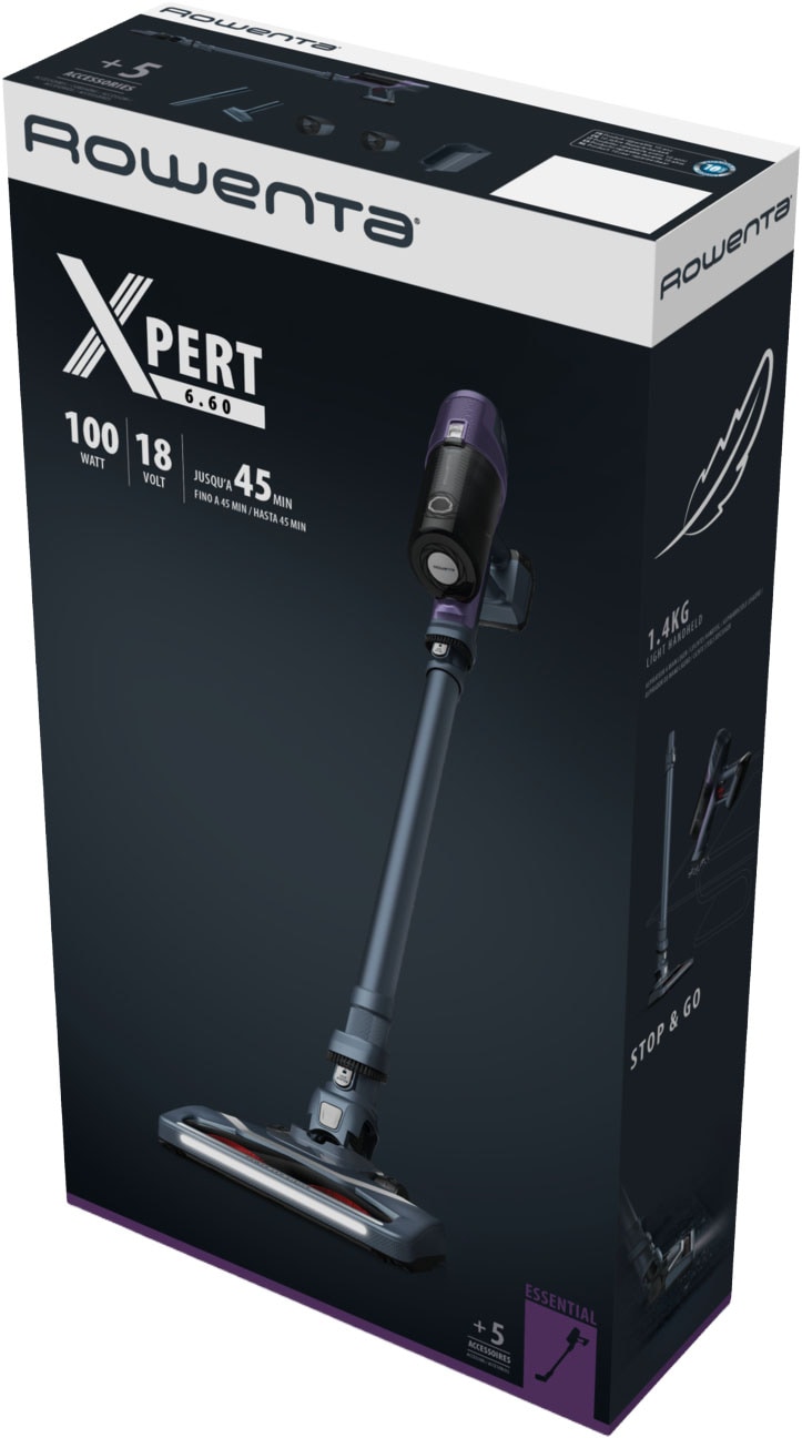 Rowenta Akku-Hand-und Stielstaubsauger »RH6838 X-Pert 6.60 Essential« 45 Min Laufzeit, LED-Düse, Herausnehmbarer Akku, integriertes Zubehör