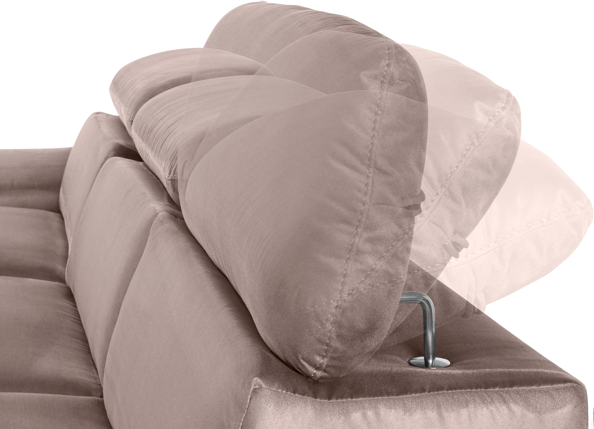 COTTA Ecksofa »Lola L-Form mit Kopfteilfunktion & Hocker«, (Set, mit Hocker), wahlweise mit Bettfunktion, Bettkasten & Armteilverstellung