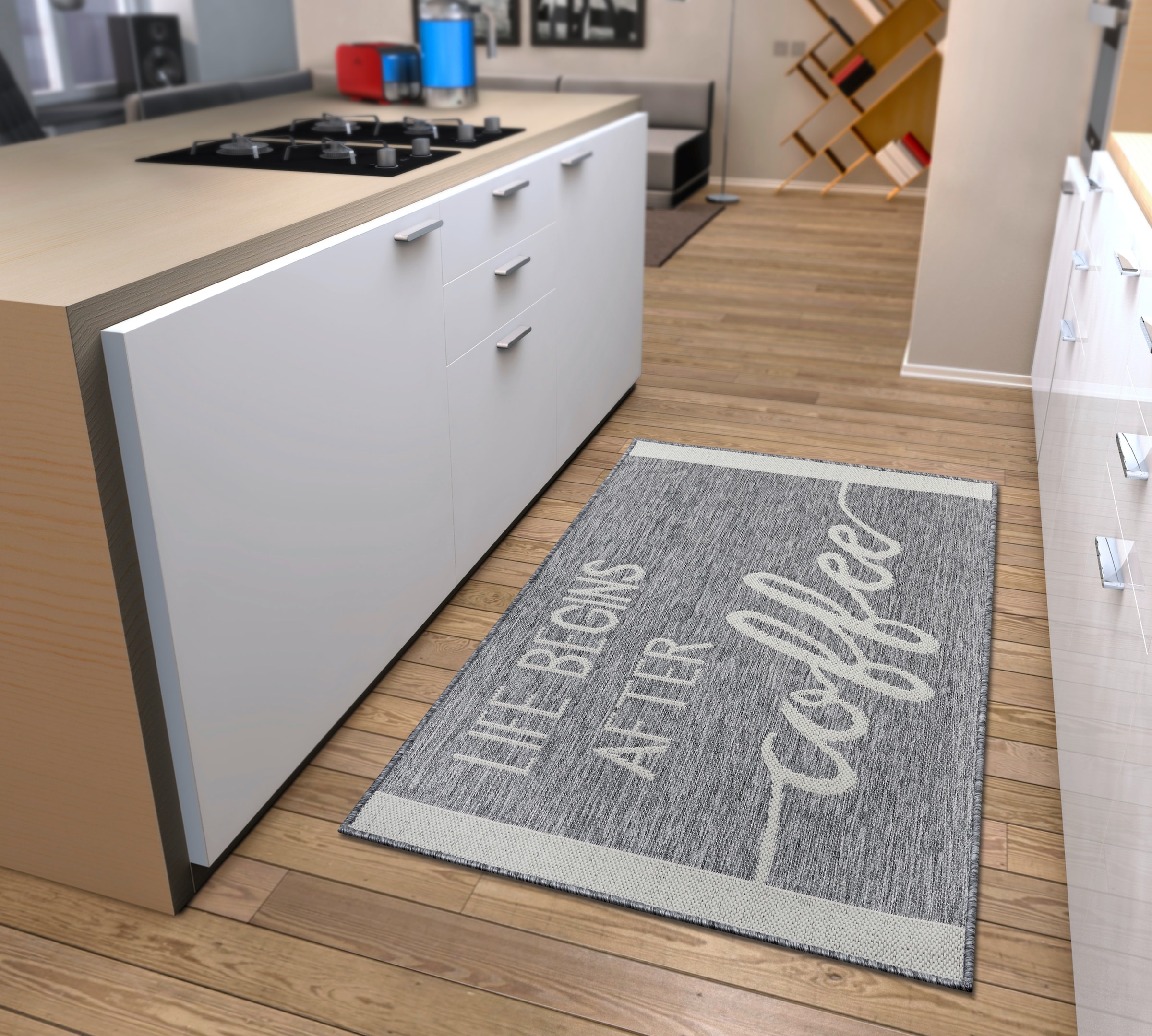 HANSE Home Küchenläufer »Life Begins After Coffee«, rechteckig, 5 mm Höhe, Läufer, Rutschfest, Küchenteppich, Küche, Teppich, Pflegeleicht