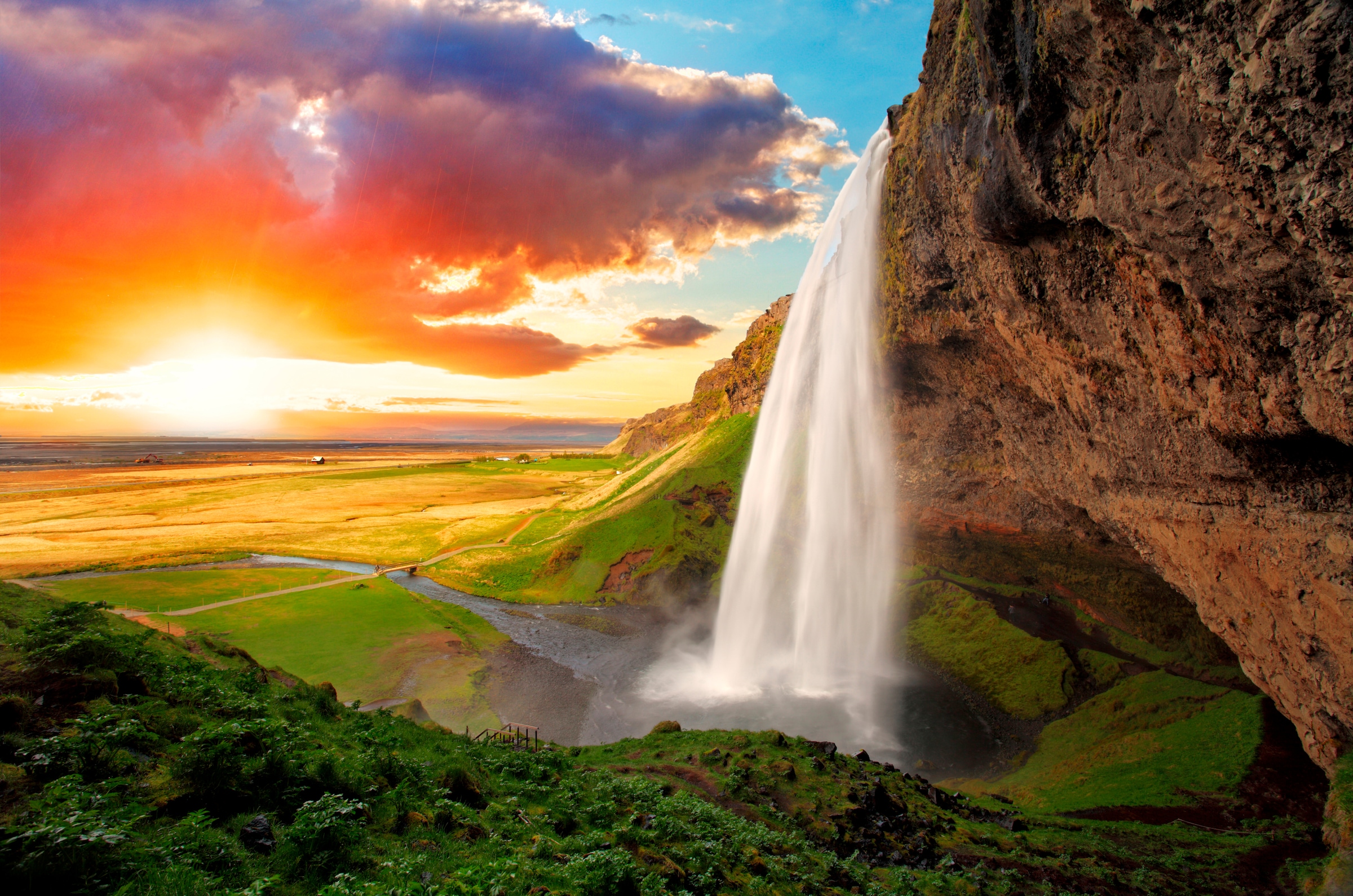 Papermoon Fototapete "Waterfall, Iceland"