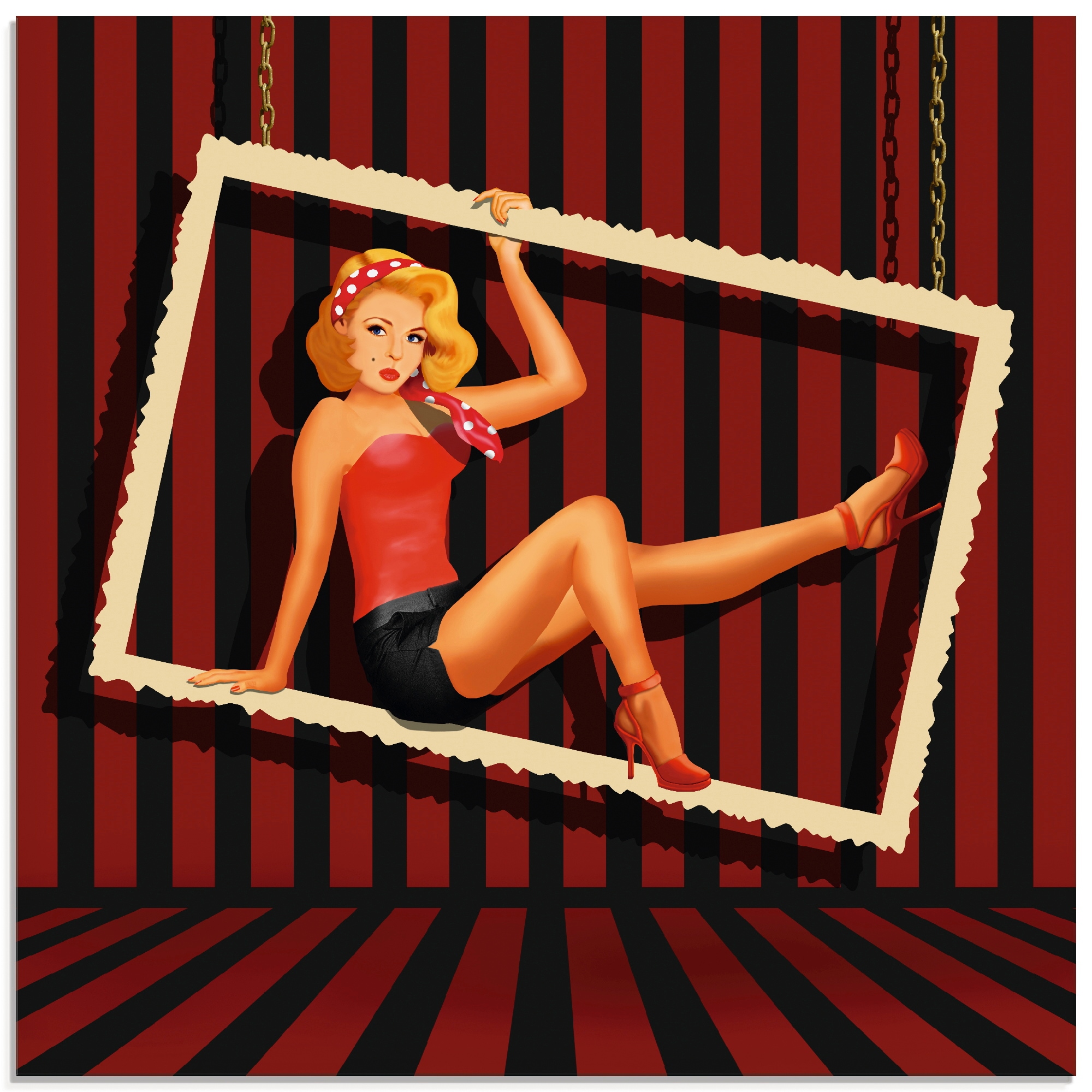 Artland Glasbild "Schönheit aus den 50er Jahren" Frau 1 Stk. tlg. in verschiedenen Größen