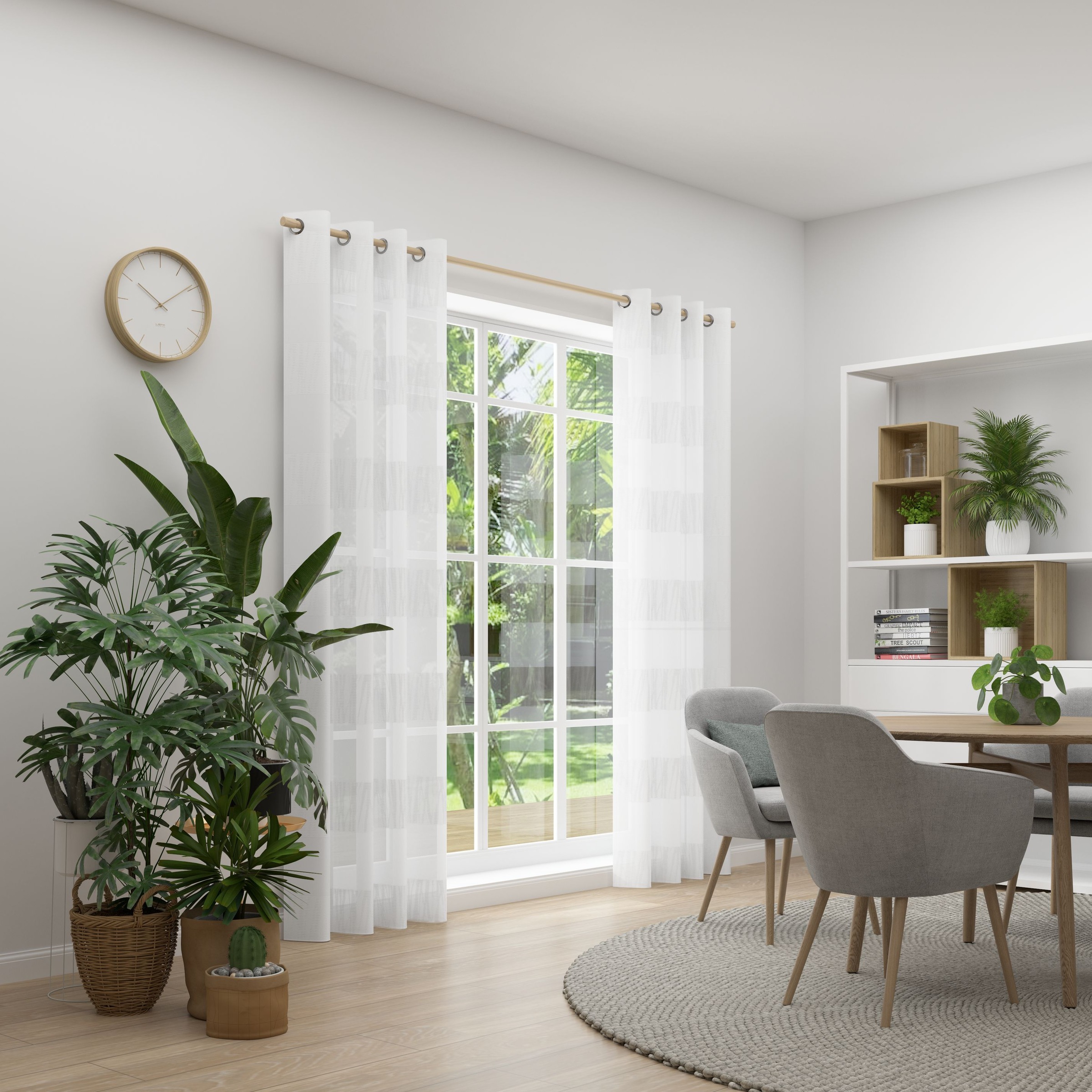 Vorhang NEUTEX FOR YOU, B:144cm H:245cmweiß, Polyester, Wohnzimmer, Gardinen, "RIVA", Blockstreifen, grafisches Linienmotiv