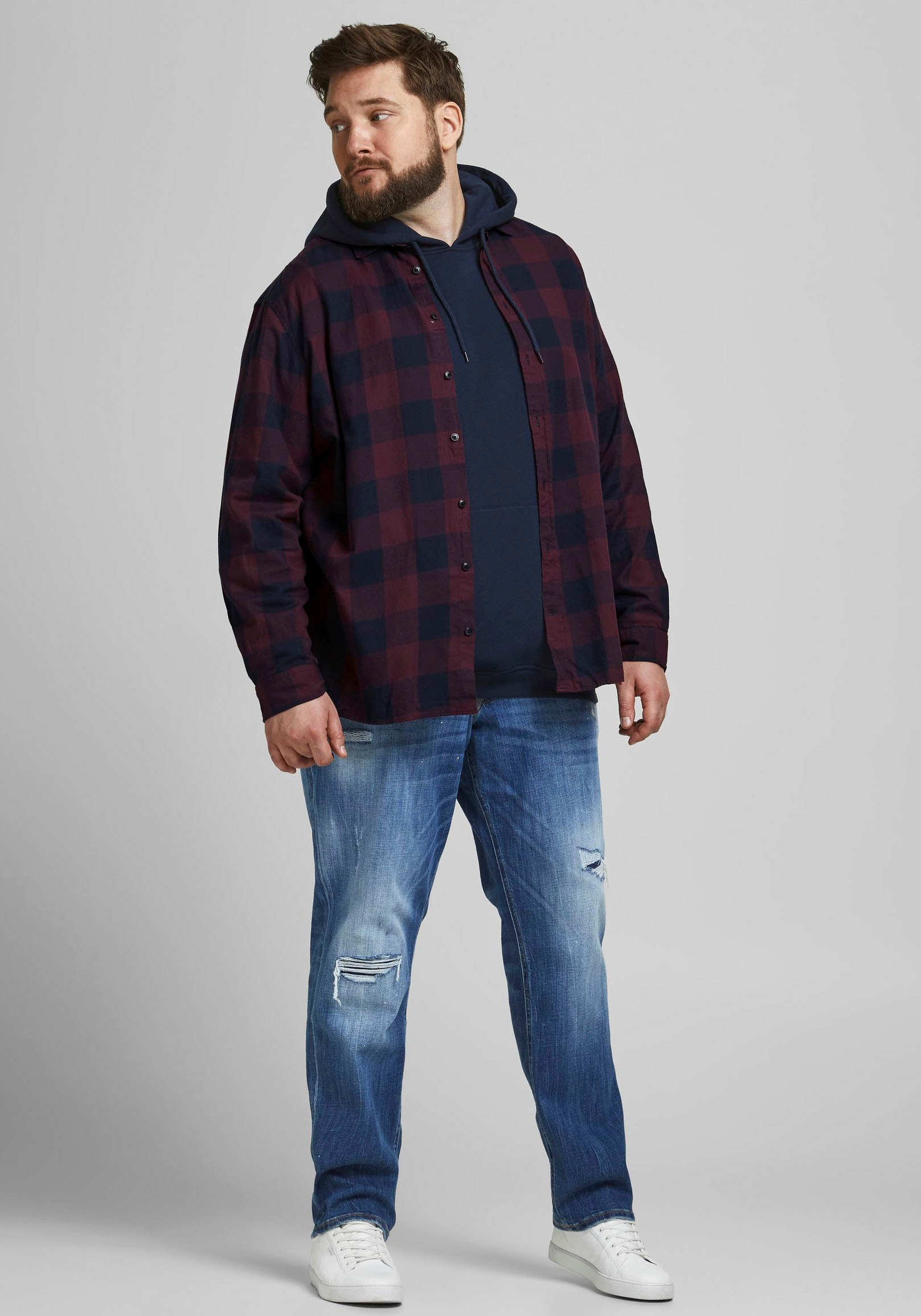 Jack & Jones PlusSize Karohemd »GINGHAM TWILL SHIRT«, Bis Größe 6XL
